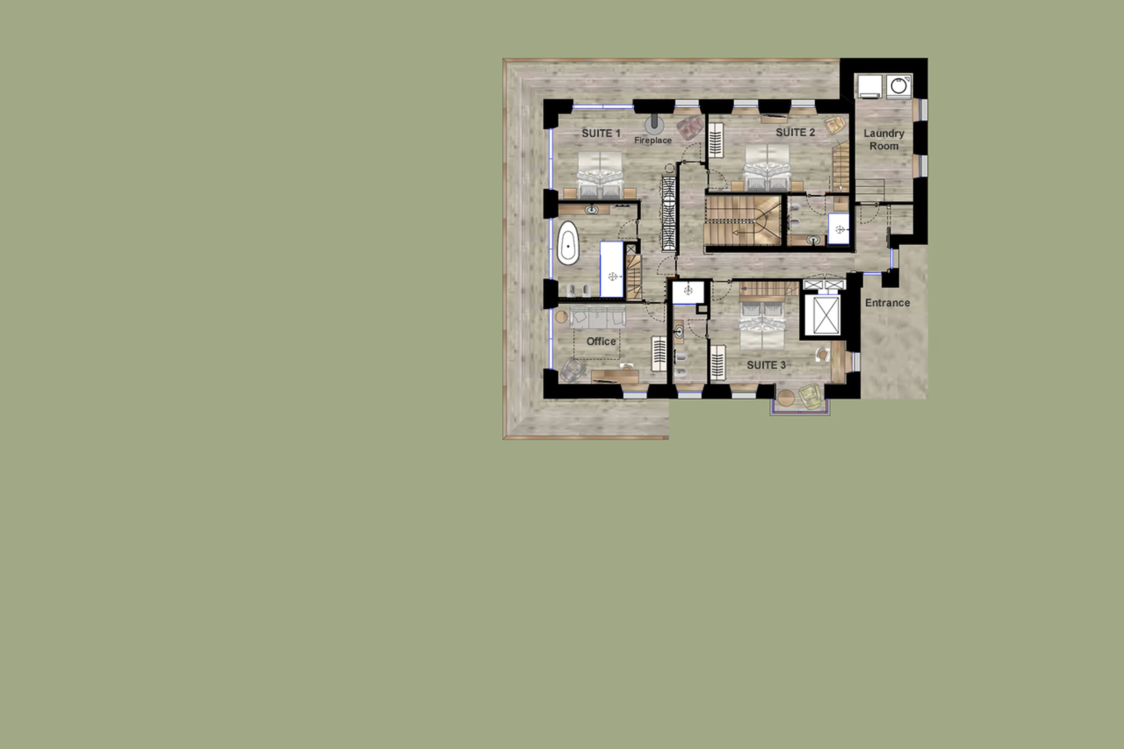 Level 2 floor plan of Cesa del Louf in Alta Badia