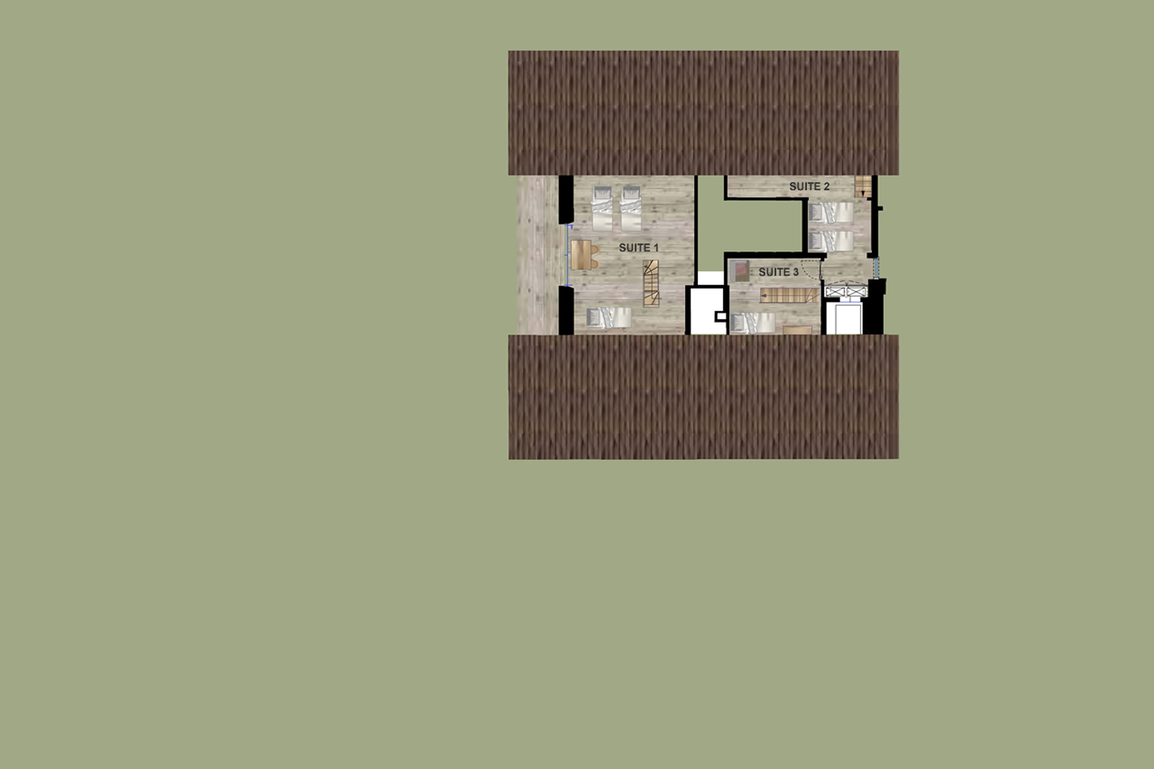 Mezzanine floor plan of Cesa del Louf in Alta Badia
