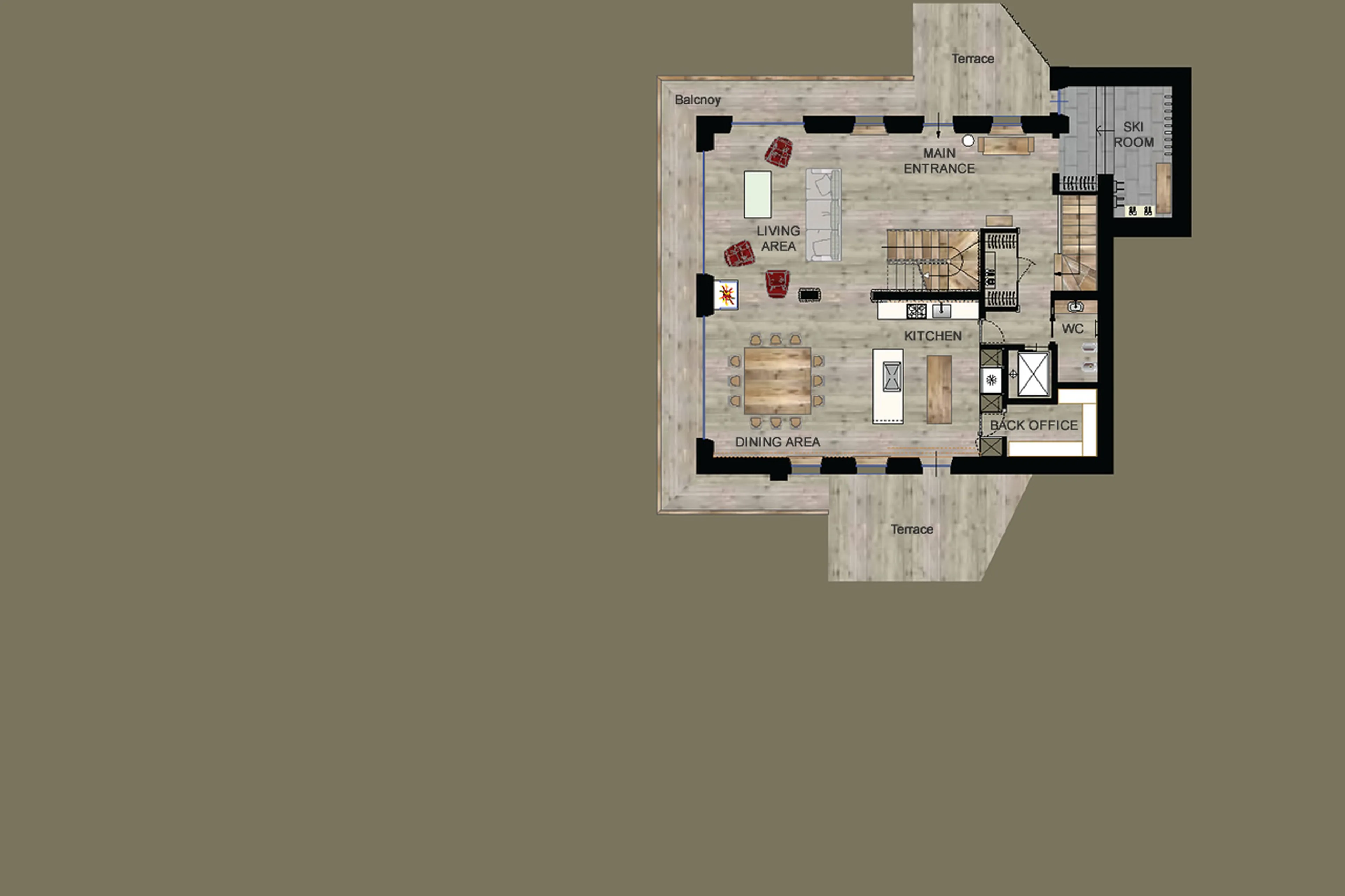 Level 1 floor plan of Cesa del Louf Maso in Alta Badia