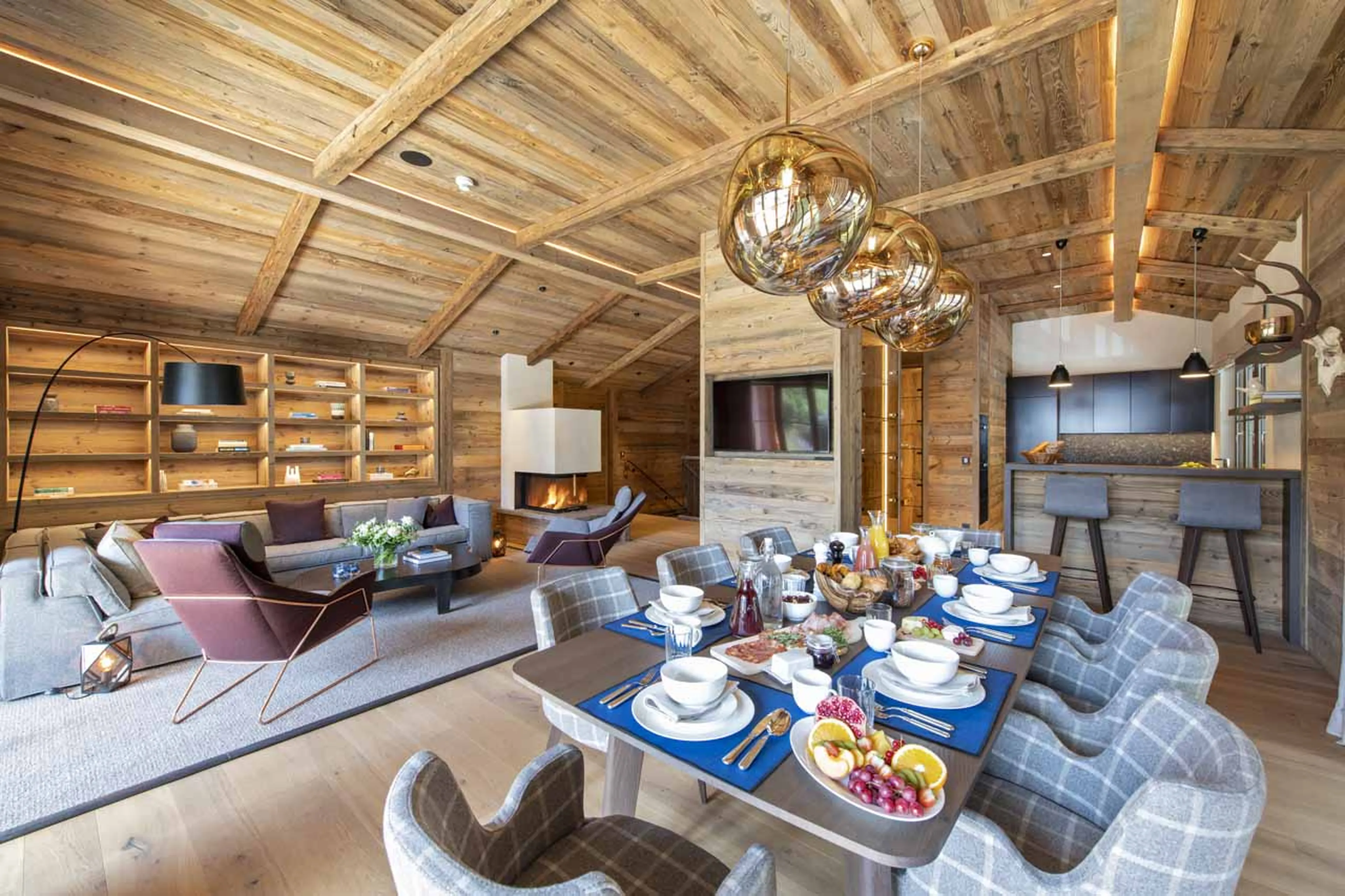 Open plan living area at Chalech L in Lech
