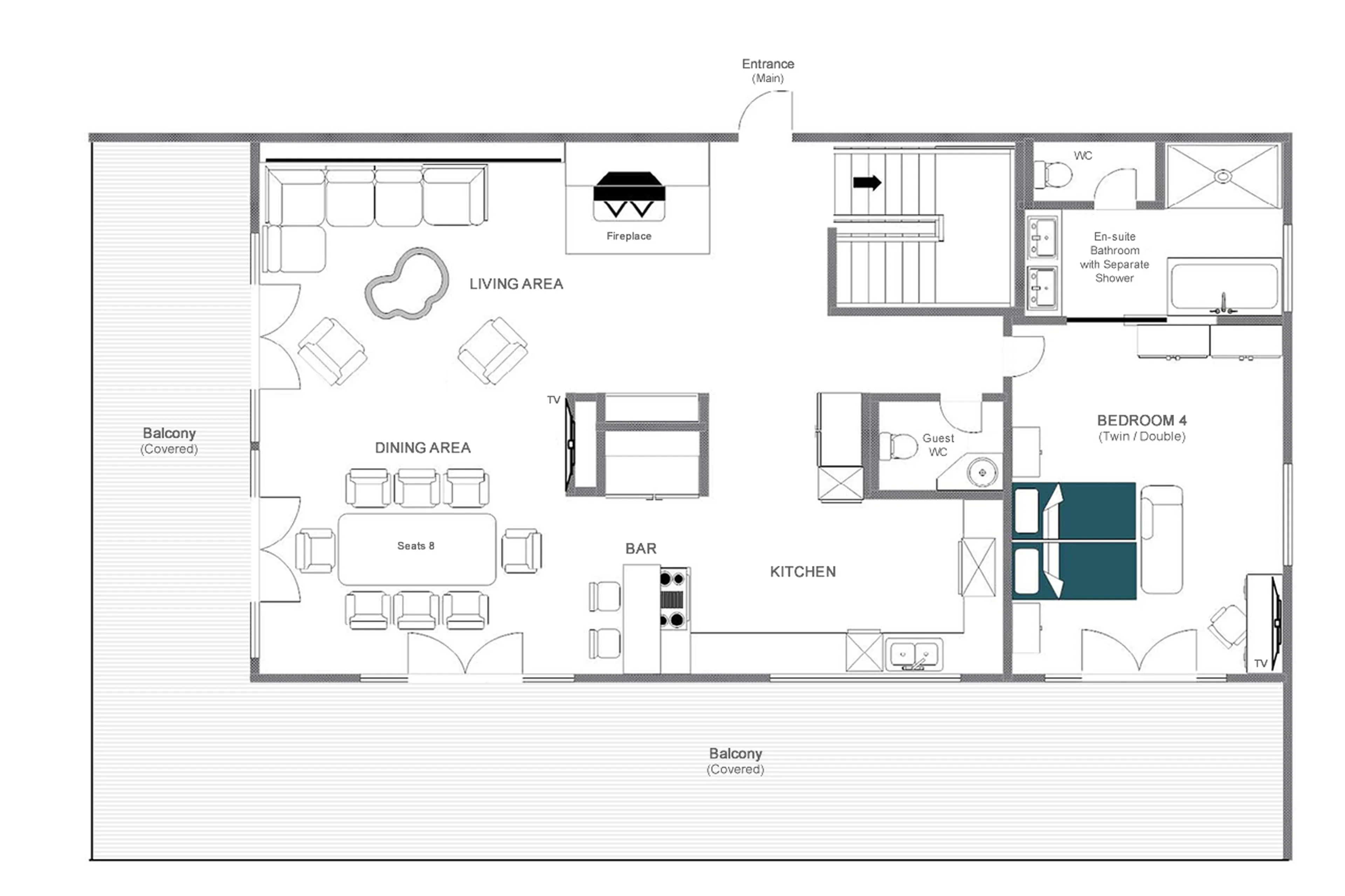 Level 1 floor plan of Chalech L in Lech