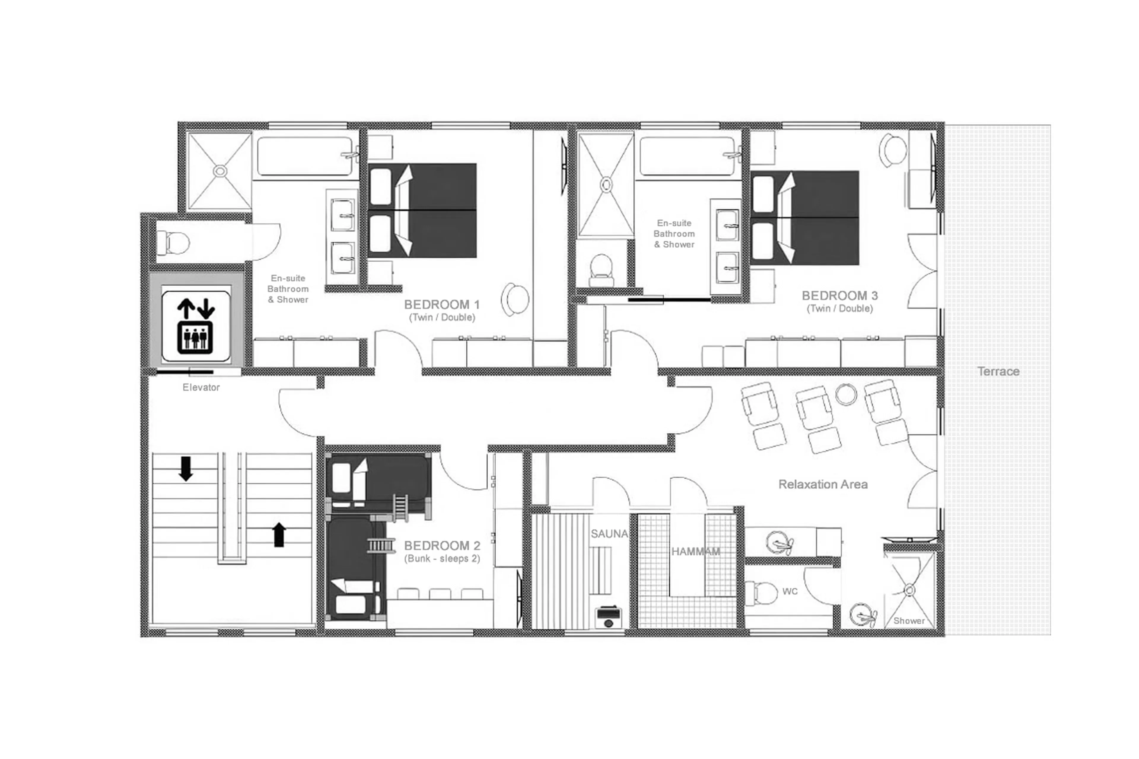 Level 0 floor plan of Chalech M in Lech