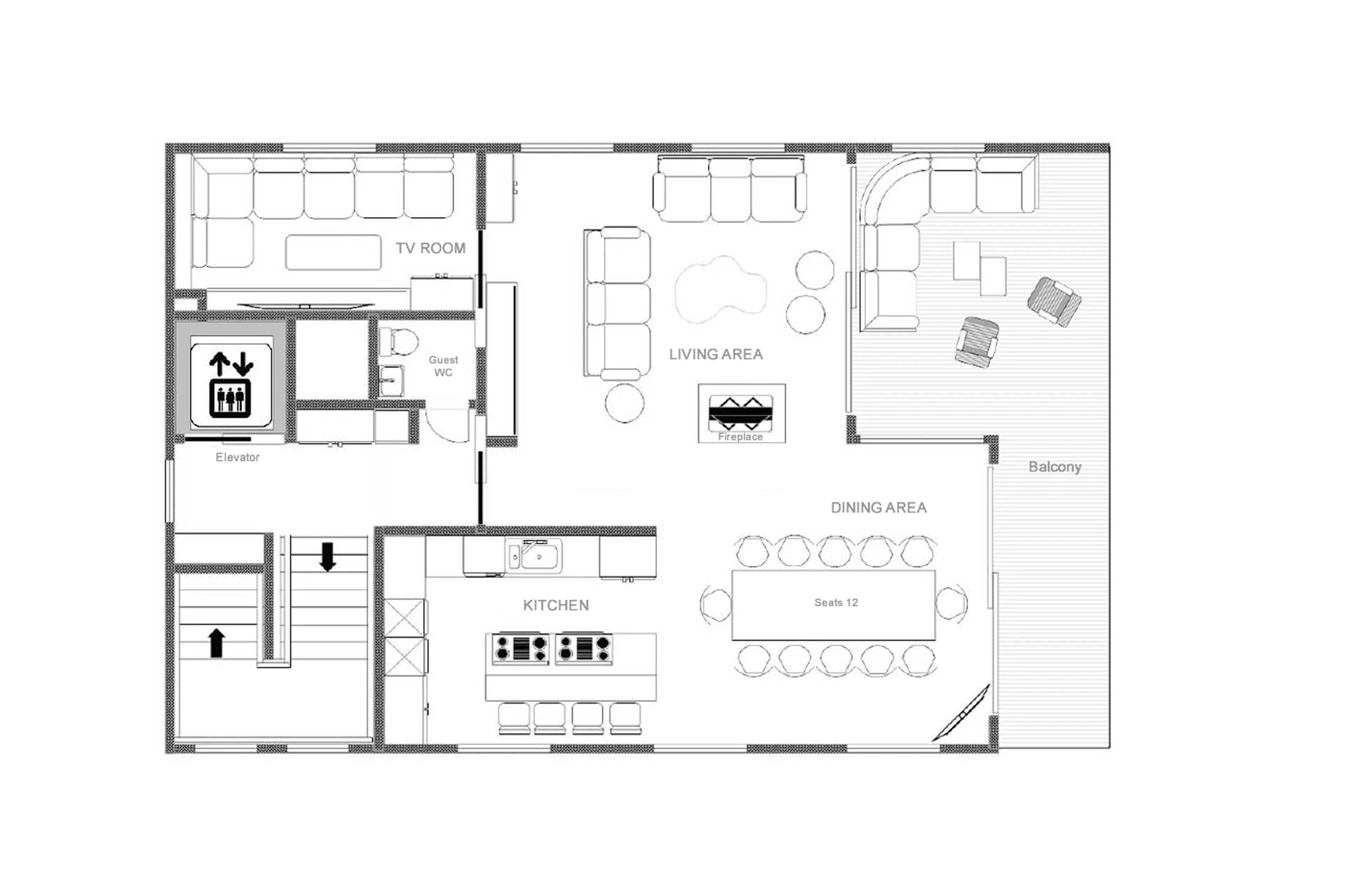 Top level floor plan of Chalech M in Lech