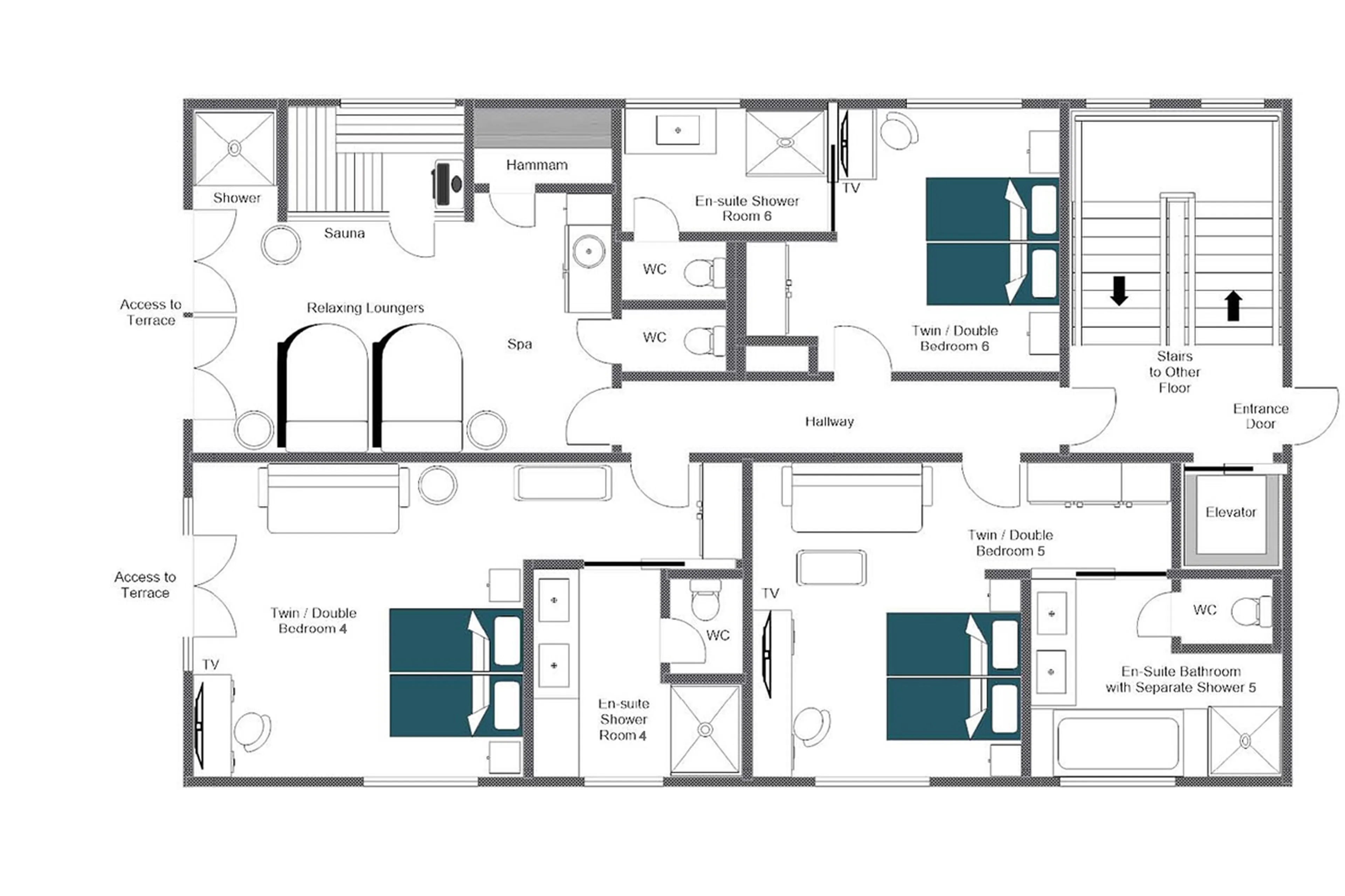 Level 0 floor plan of Chalech S in Lech