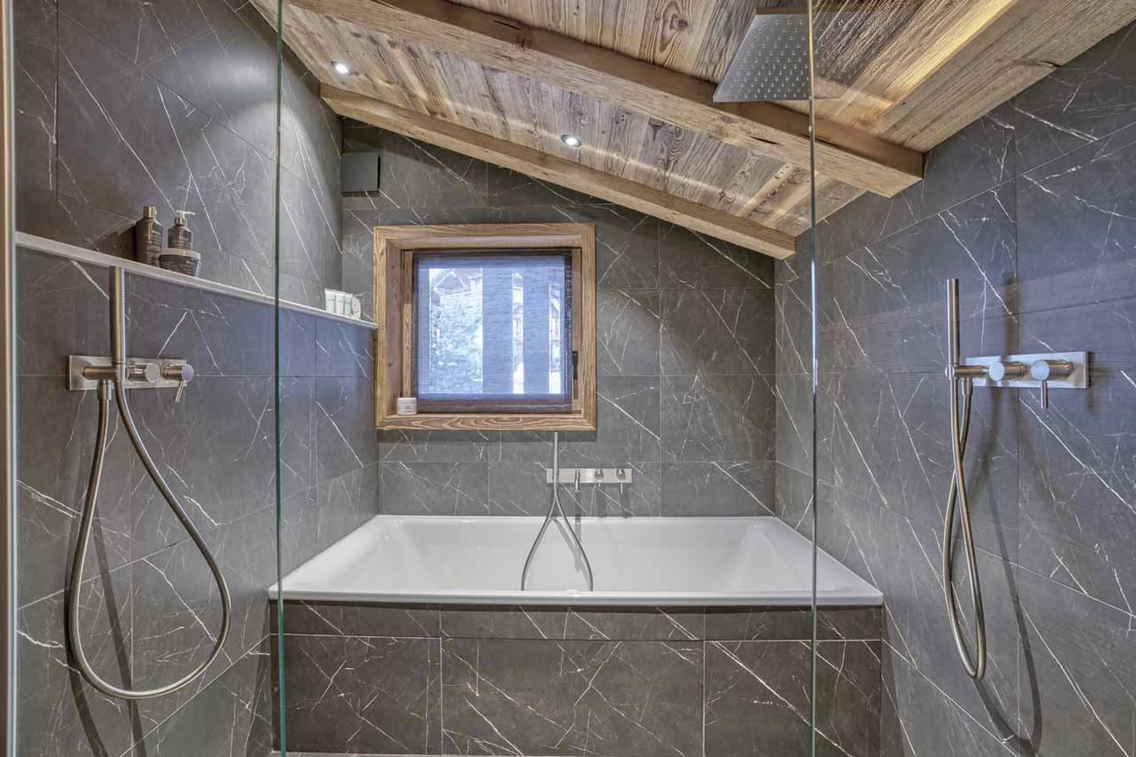 Bathroom one at Chalet 141 in Megeve