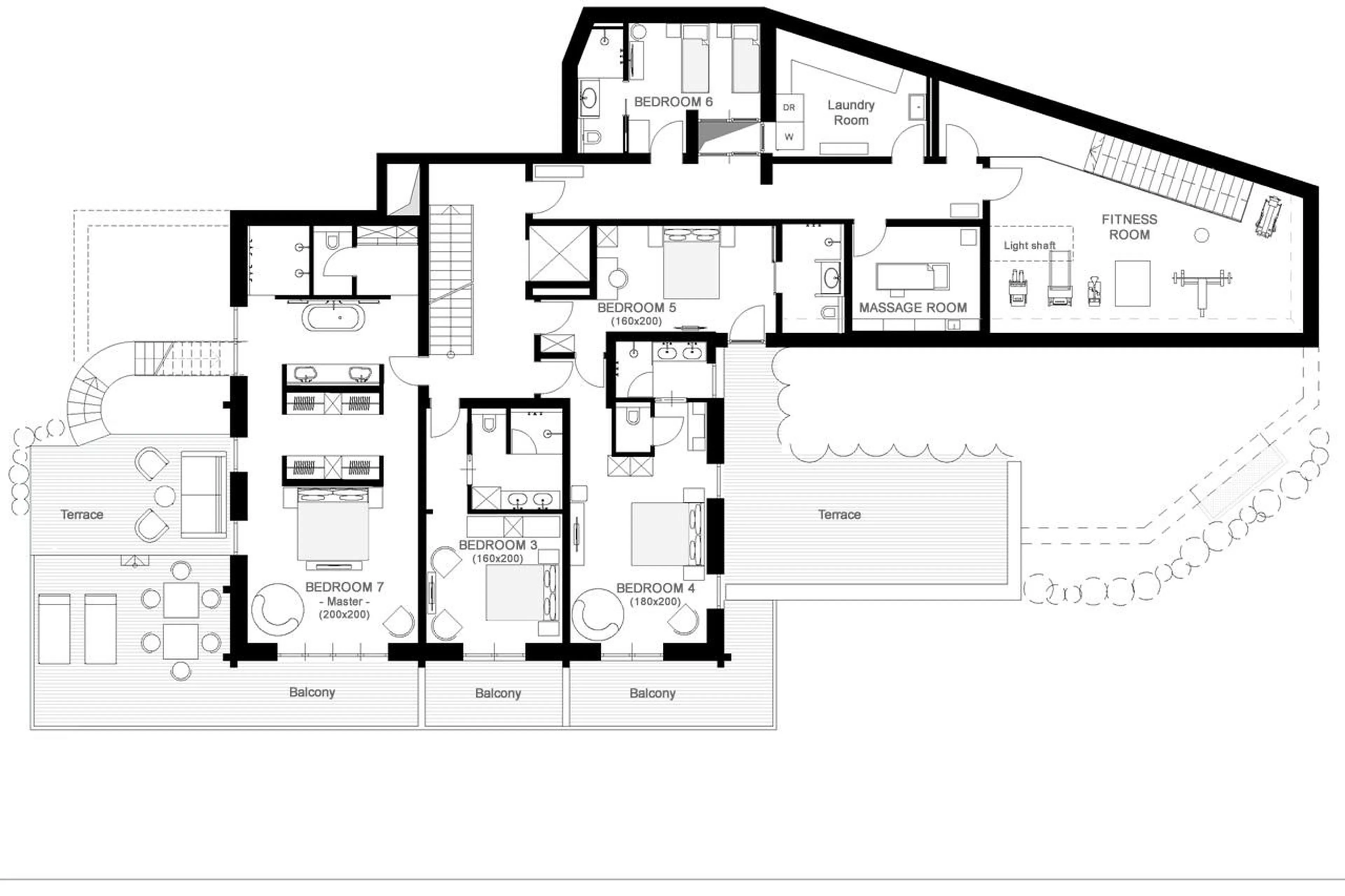 Level 1 floor plan of Chalet 1551 in Lech