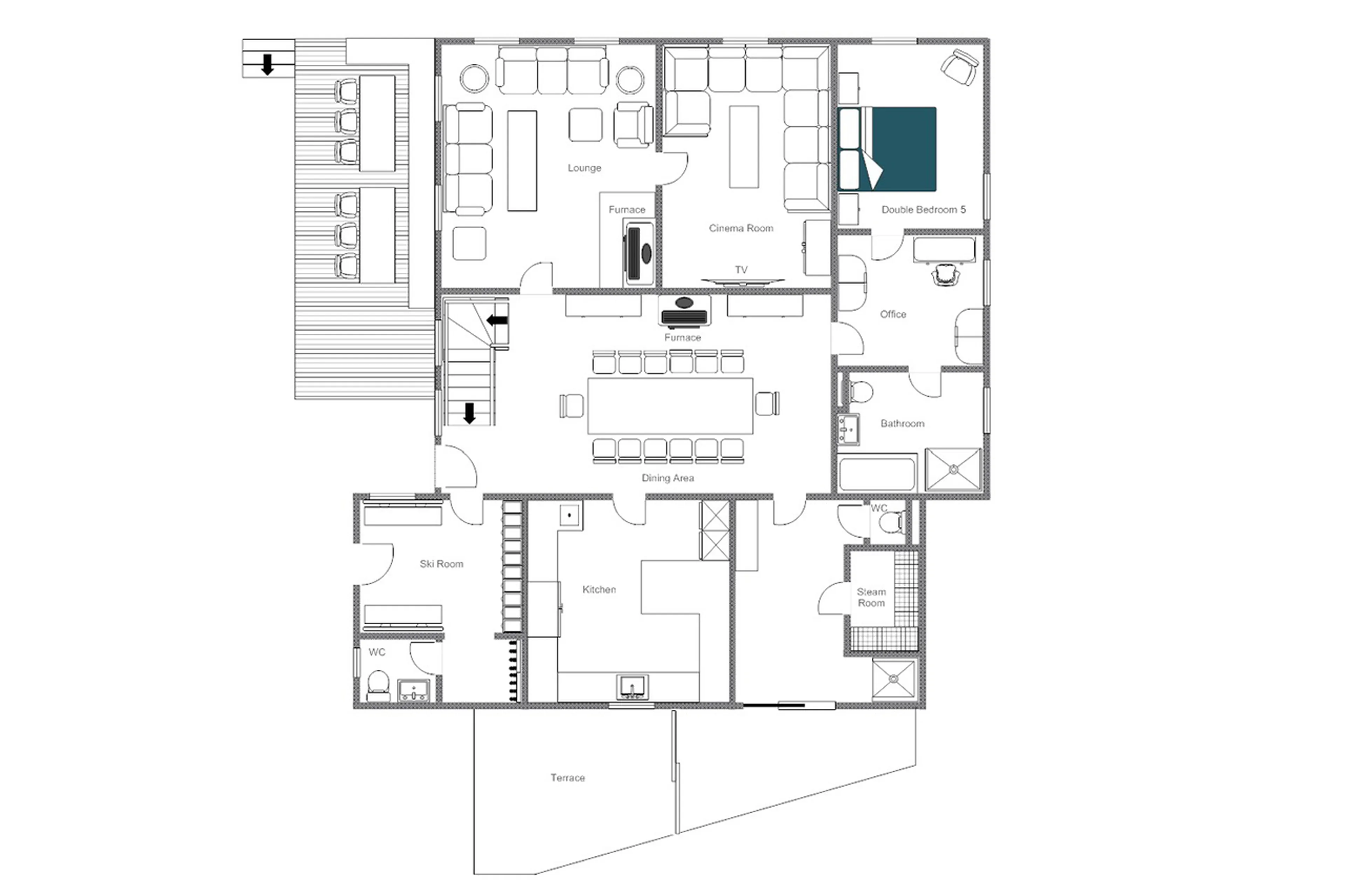 Level 0 floor plan of Chalet 1597 in Lech