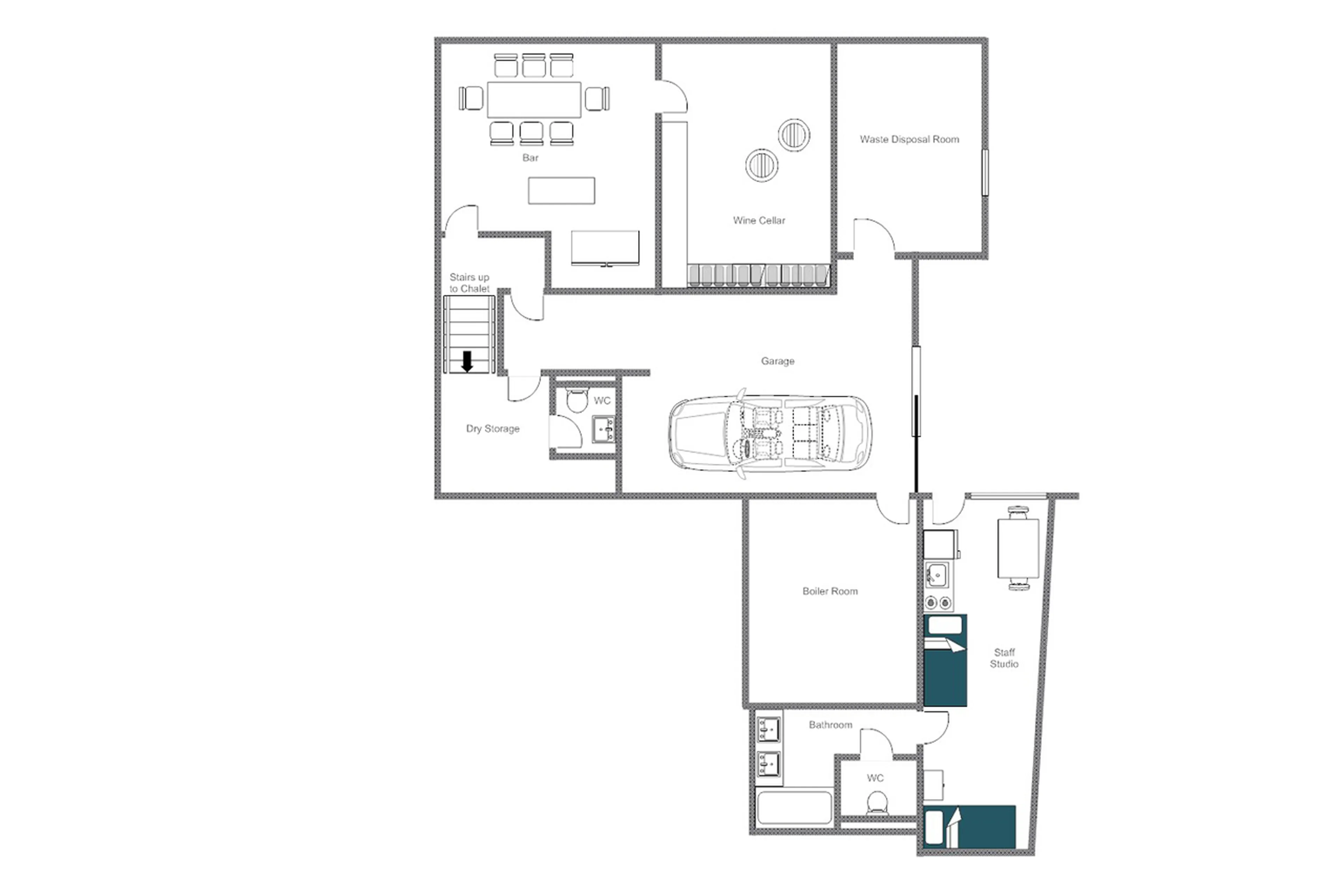 Level -1 floor plan of Chalet 1597 in Lech