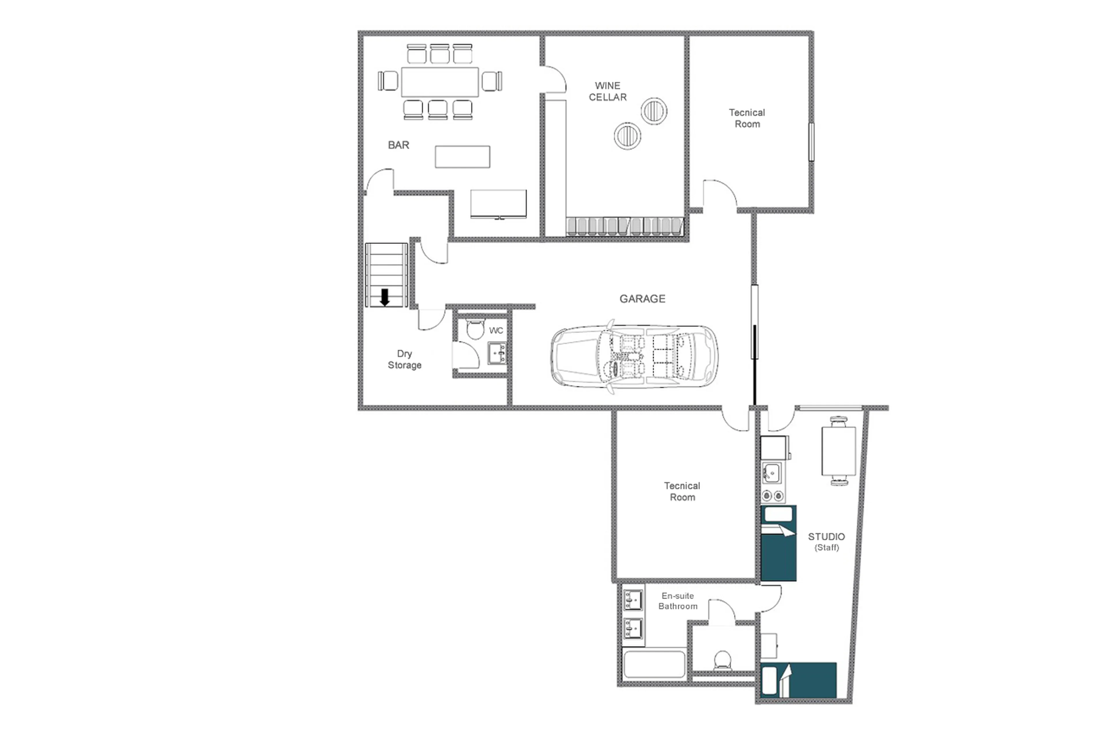 Level -1 floor plan of Chalet 1597 in Lech