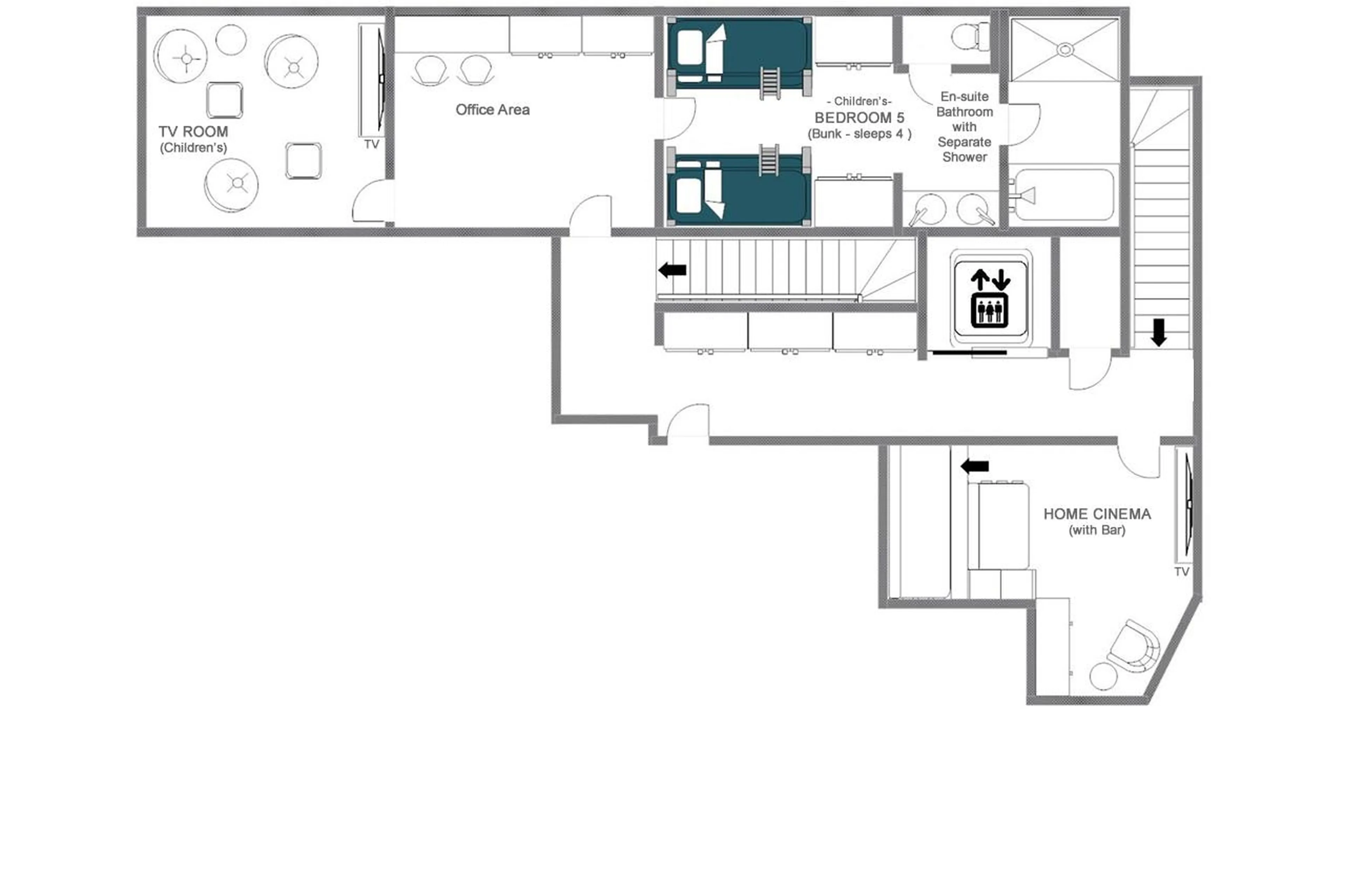 Level 1 floor plan of Chalet 1855 in Val d'Isere