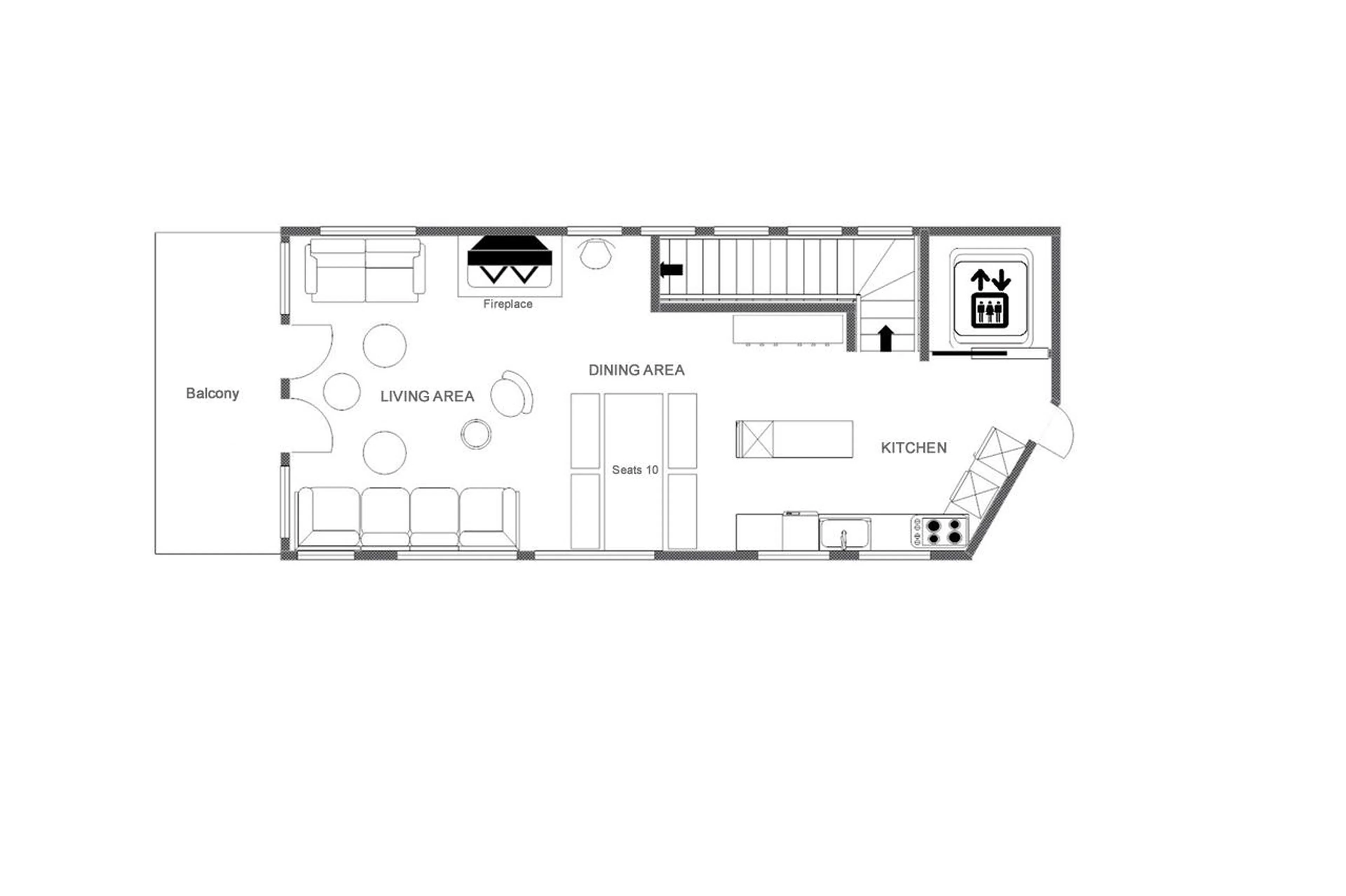 Top level floor plan of Chalet 1855 in Val d'Isere