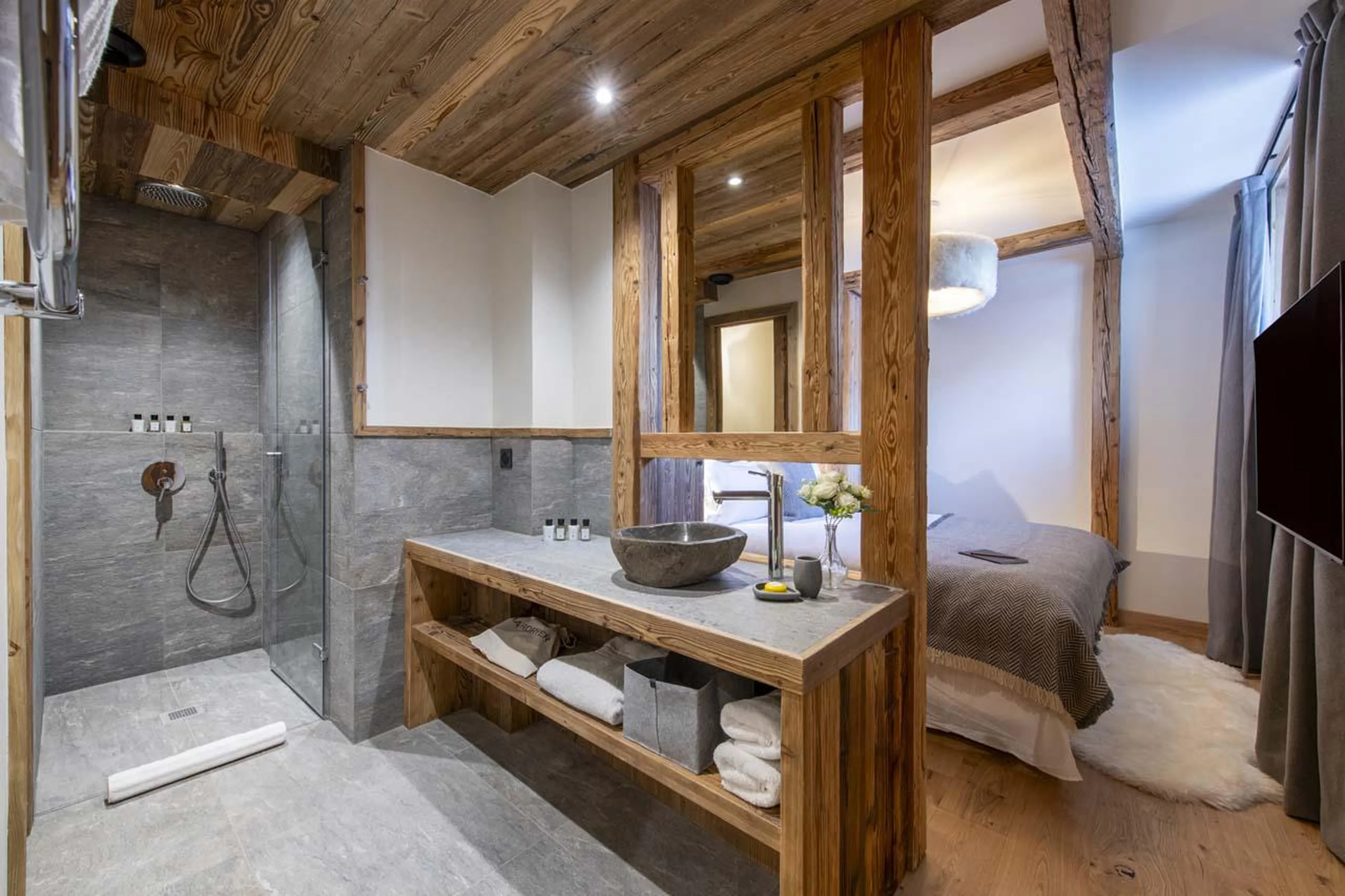 En-suite shower room at Chalet 1855 in Val d'Isere