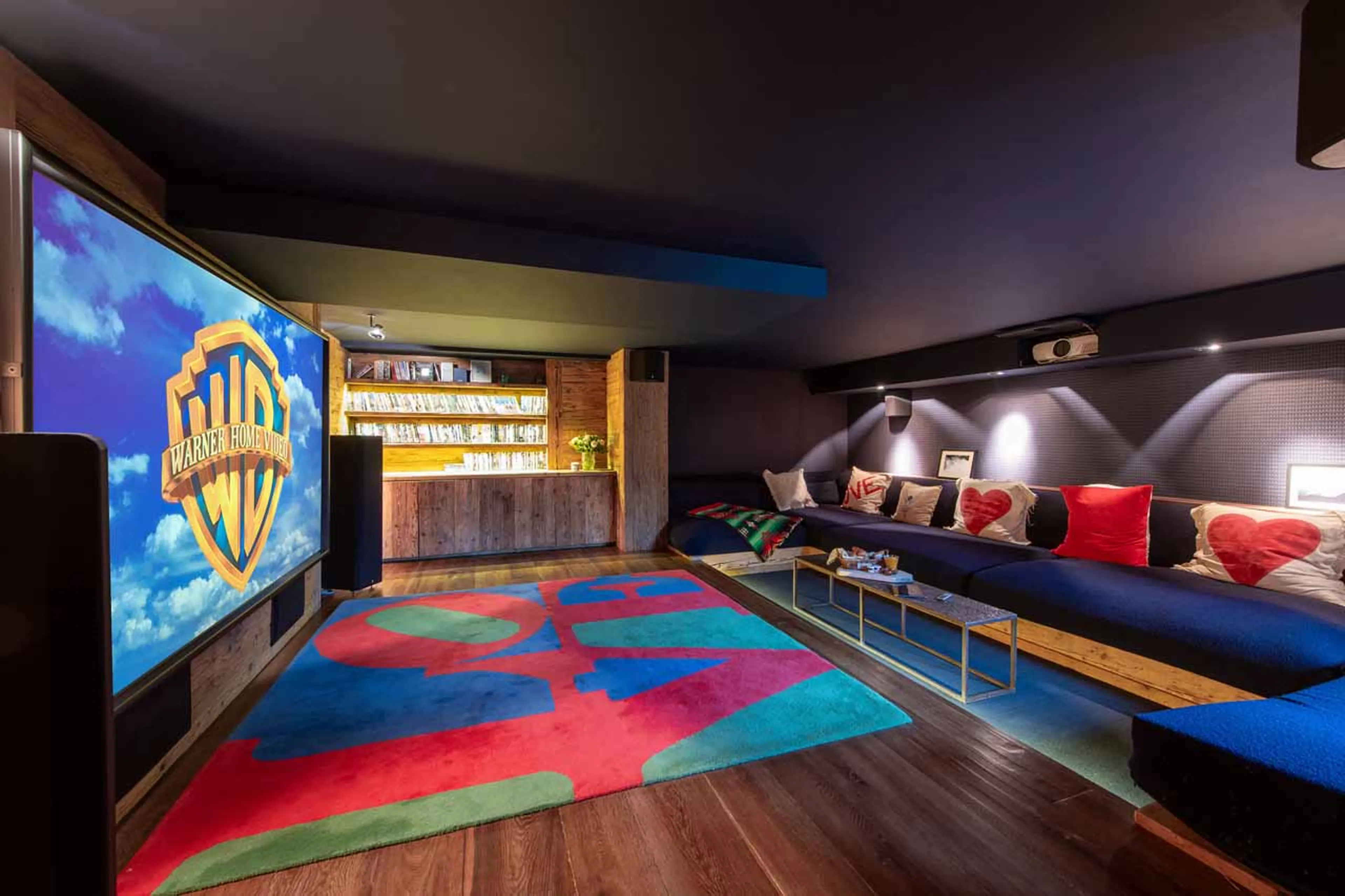 Cinema room on ground floor of Chalet 1936 in Verbier