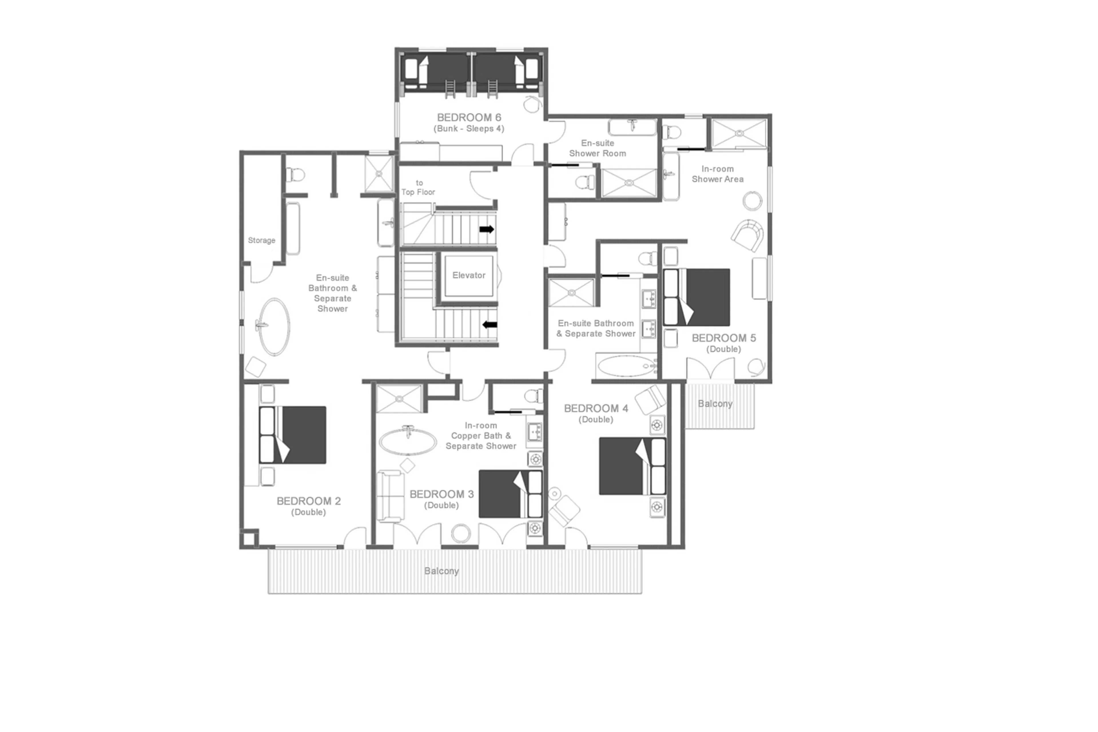 Level 1 floor plan of Chalet 1936 in Verbier