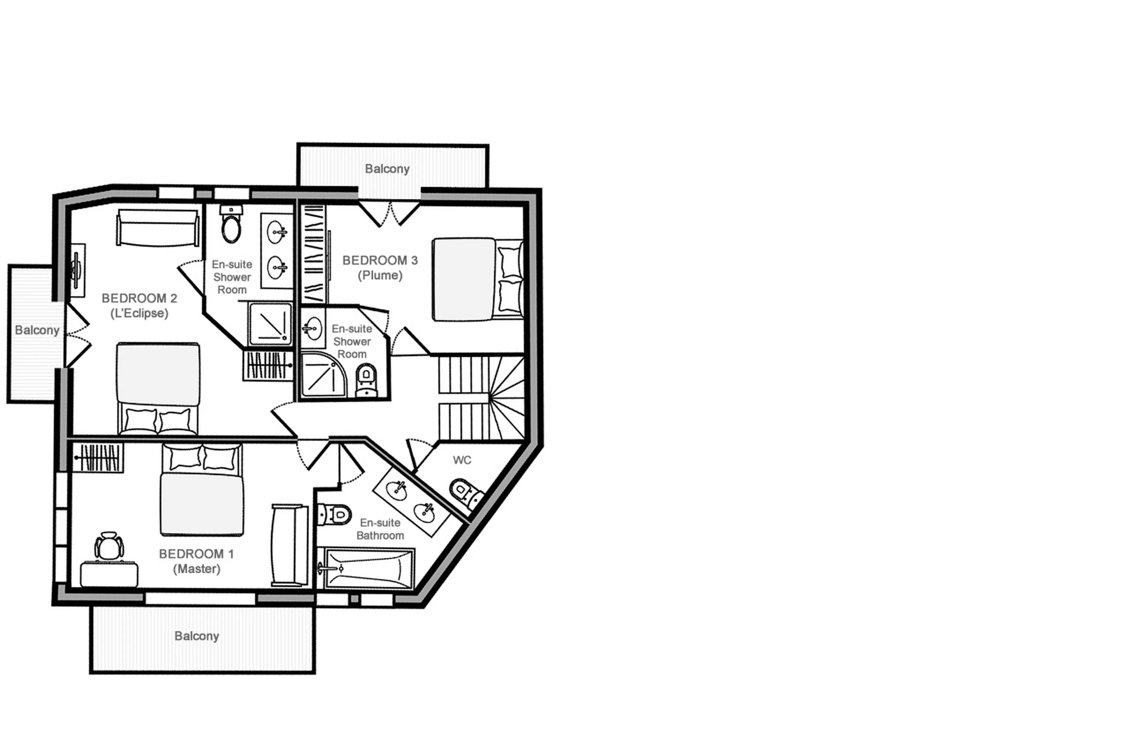 Level 1 floor plan of Chalet 1992 in Courchevel Le Praz
