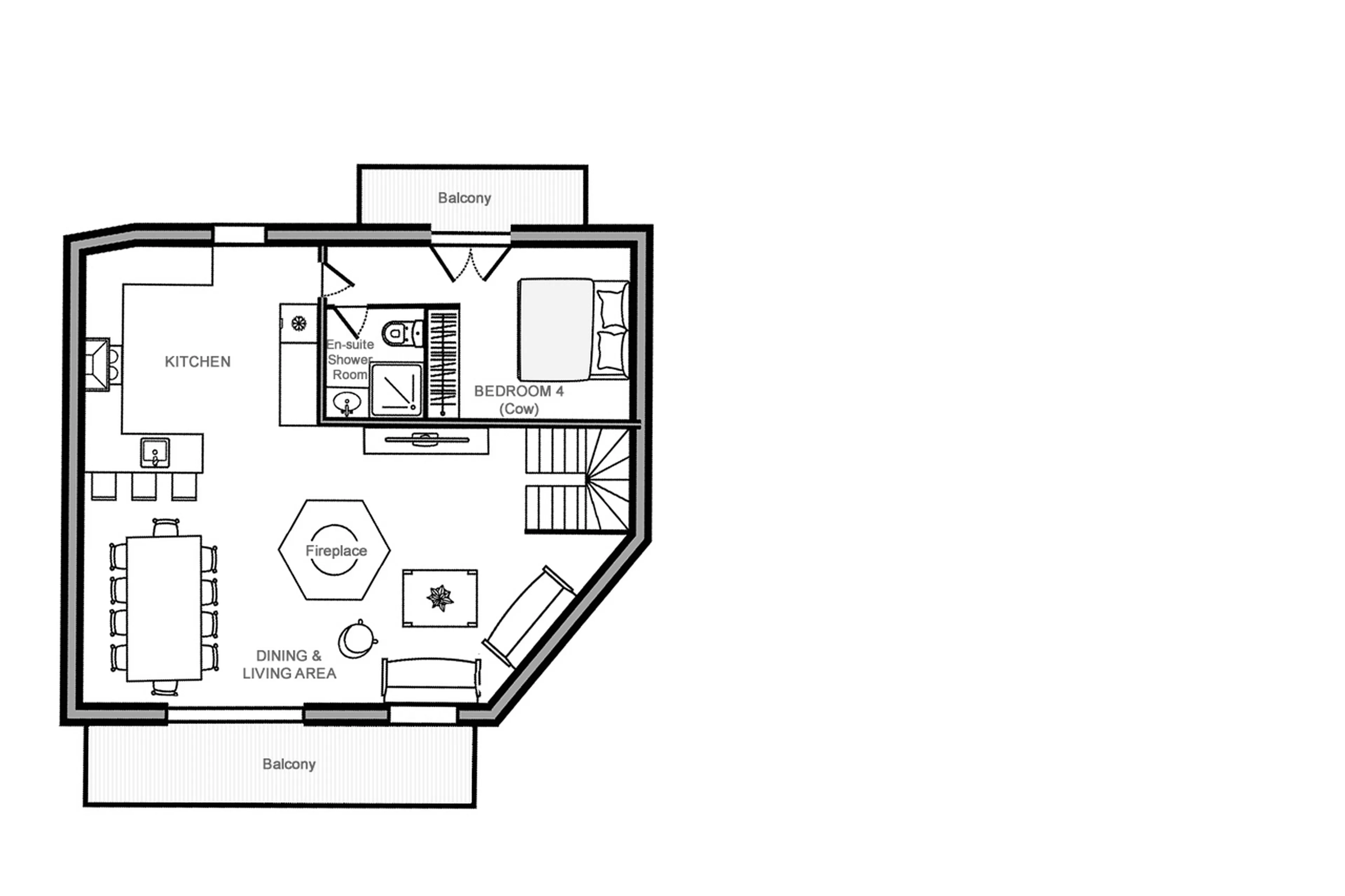 Level 2 floor plan of Chalet 1992 in Courchevel Le Praz