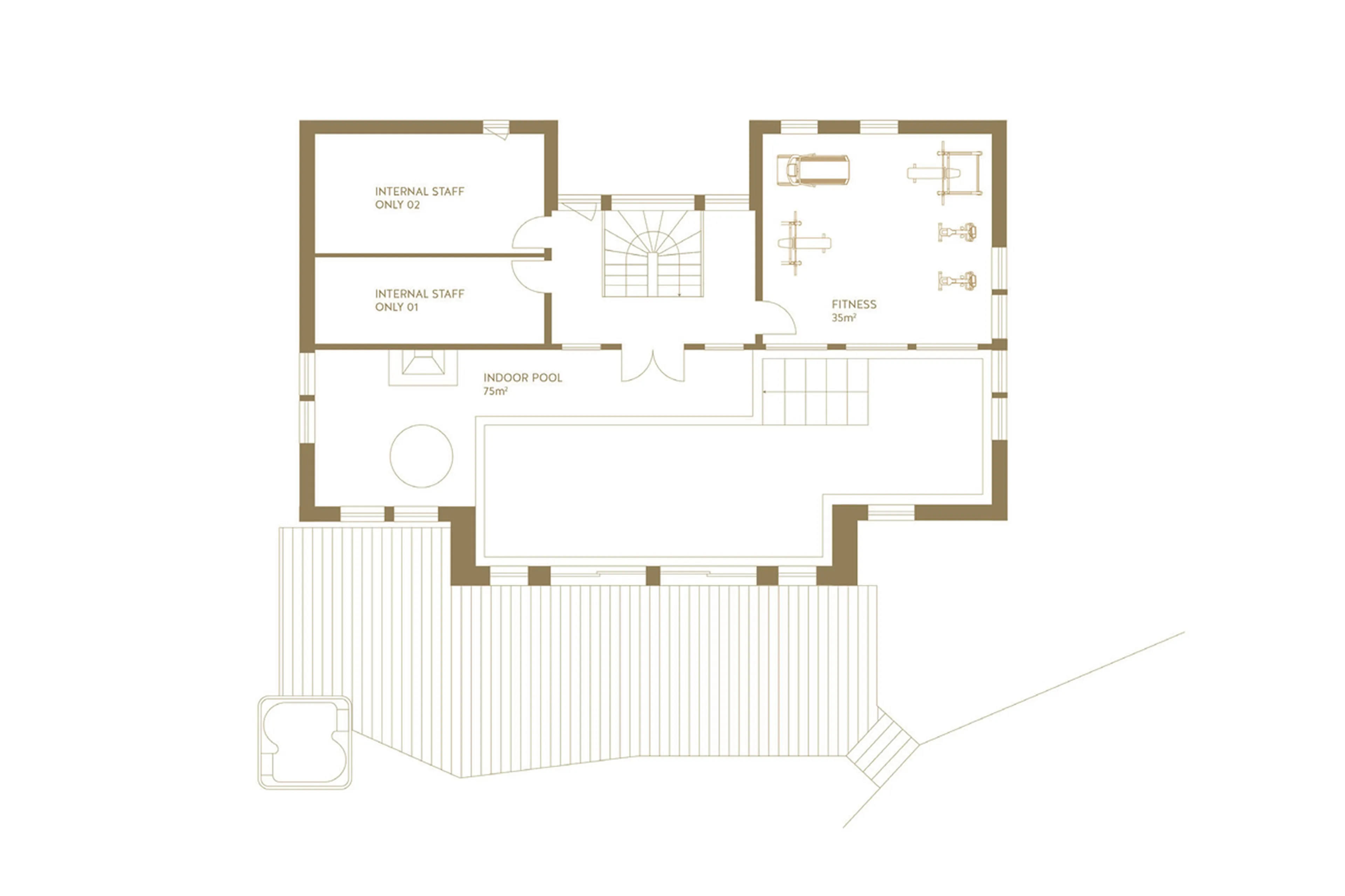 Level 0 floor plan of the Chalet 2 of Ultima Megeve