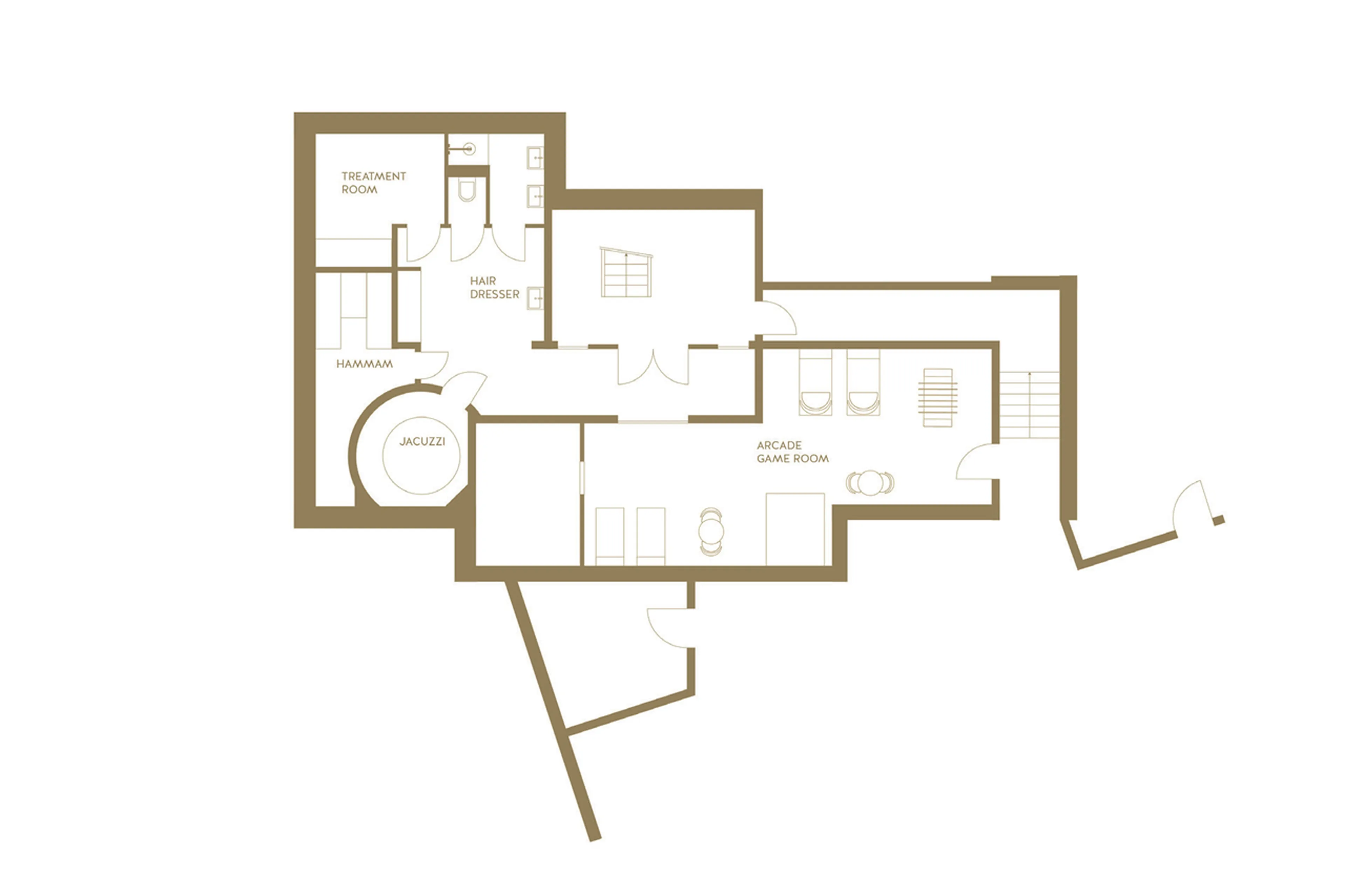 Level -1 floor plan of the Chalet 2 of Ultima Megeve