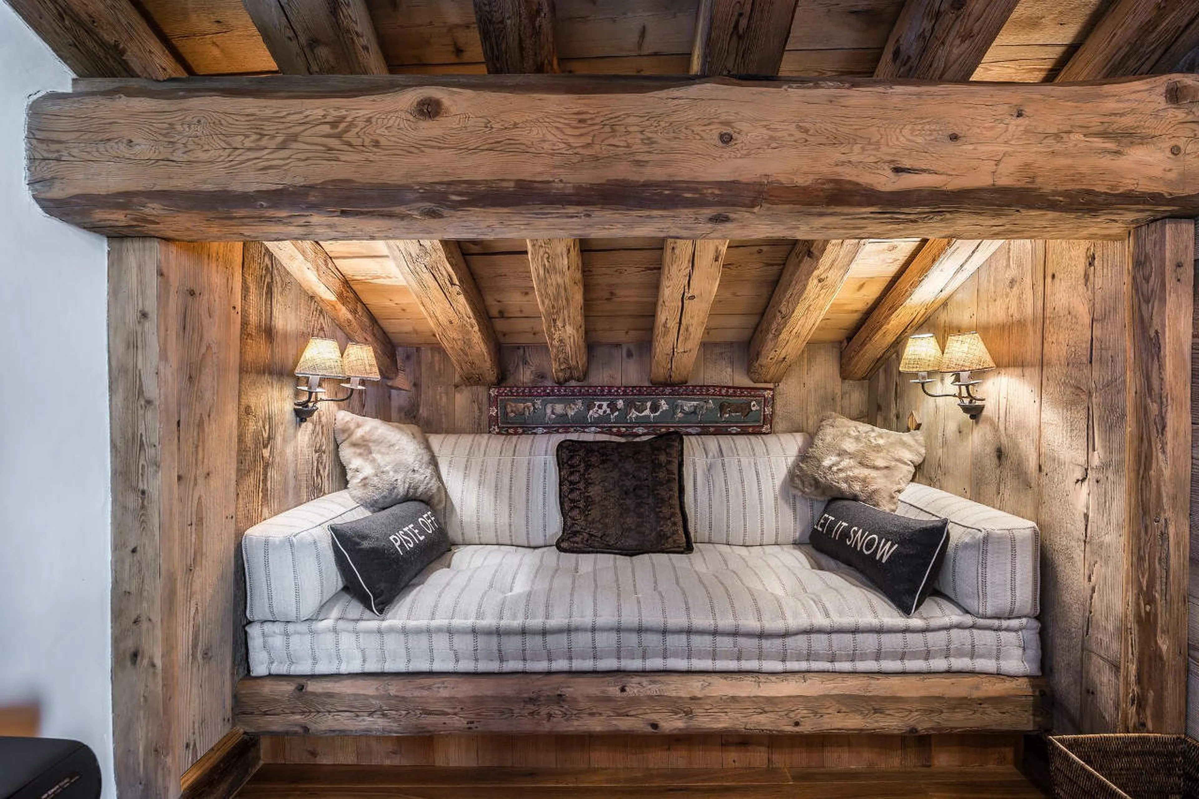 Cosy conversation nook to relax in at Chalet 3 Soeurs in Courchevel 1850