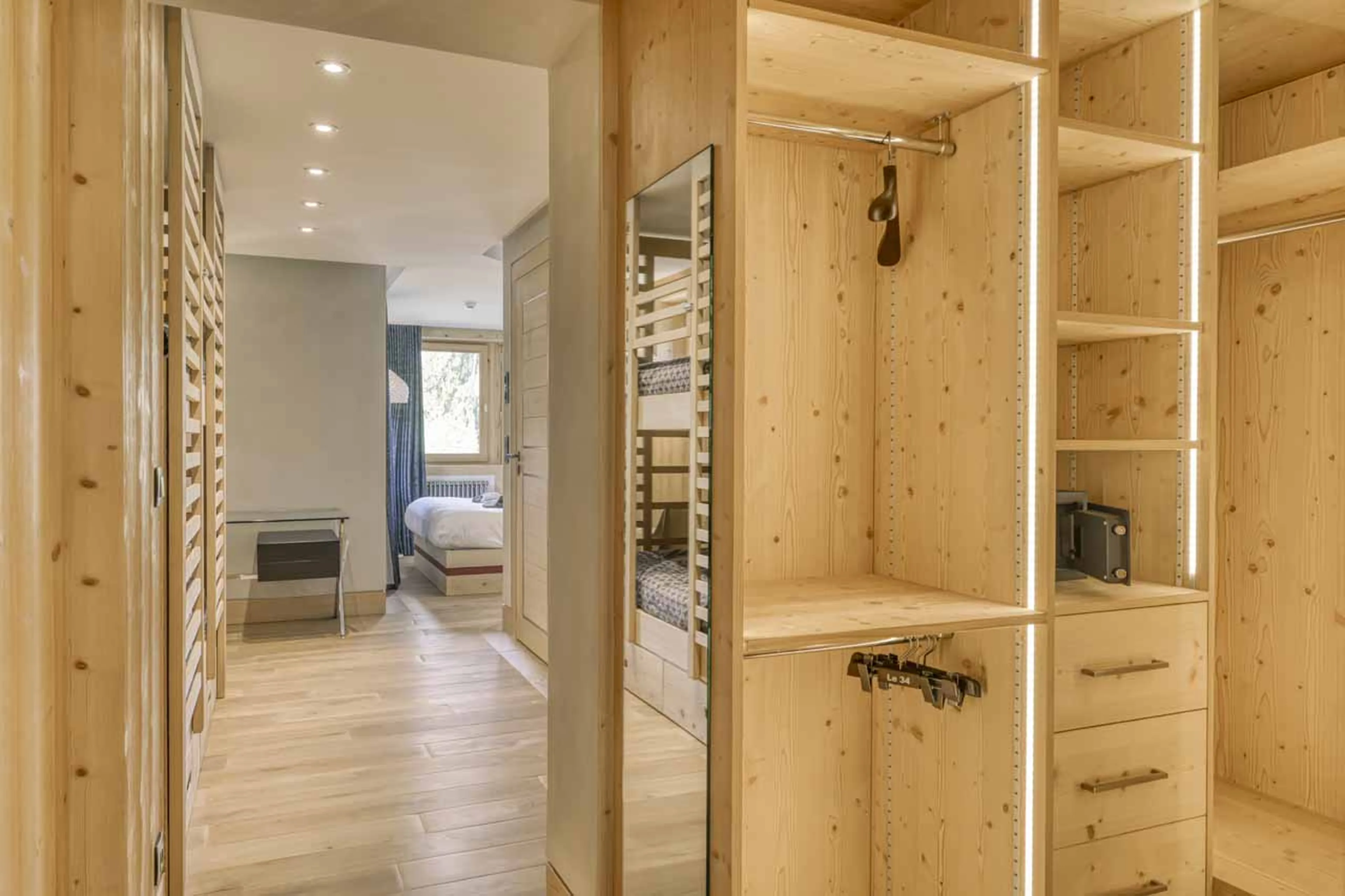 Bedroom 1 dressing area at Chalet 34 in Megeve