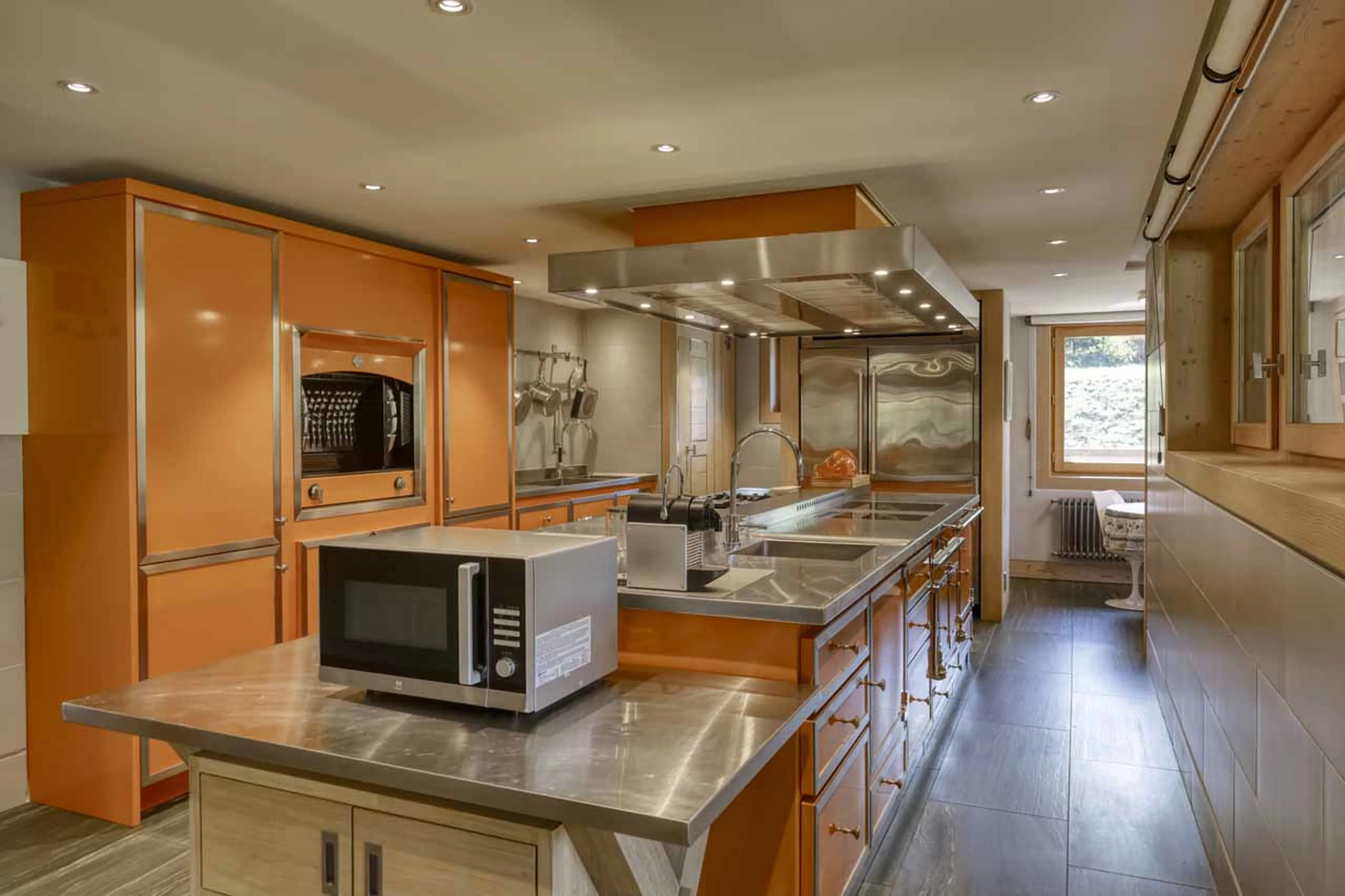 Kitchen island at Chalet 34 in Megeve