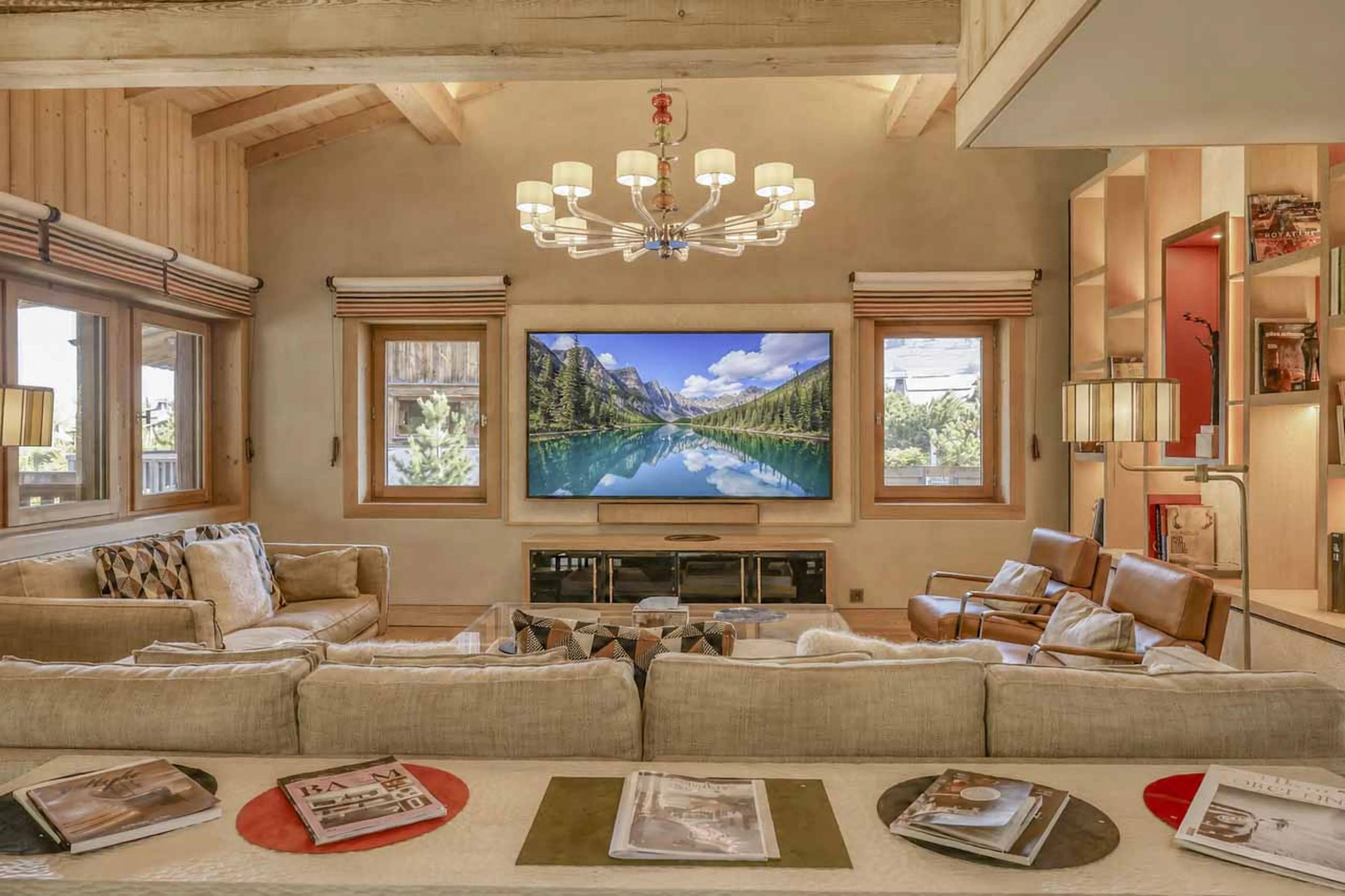 Living area TV at Chalet 34 in Megeve