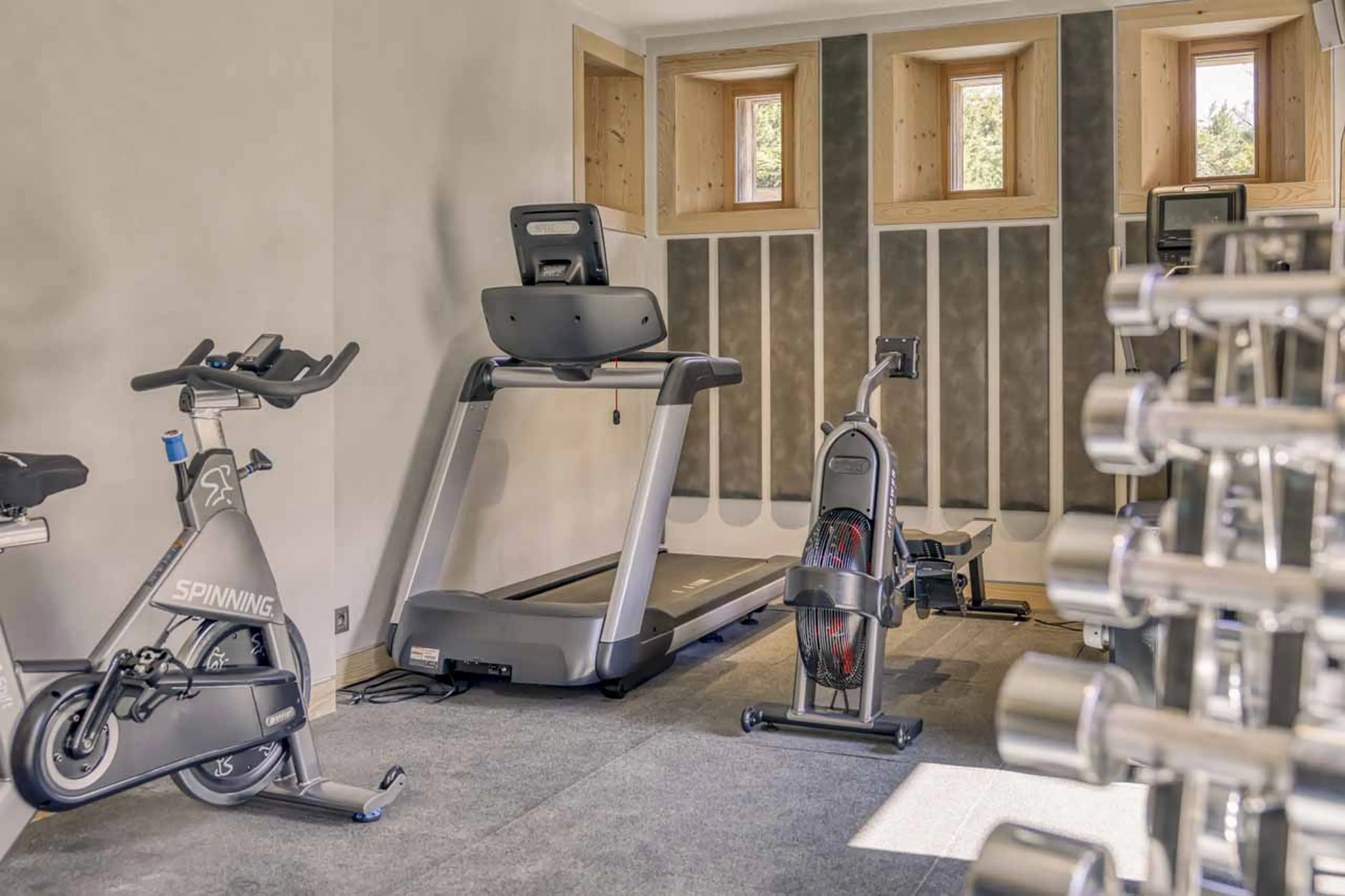 Spa gym weights at Chalet 34 in Megeve