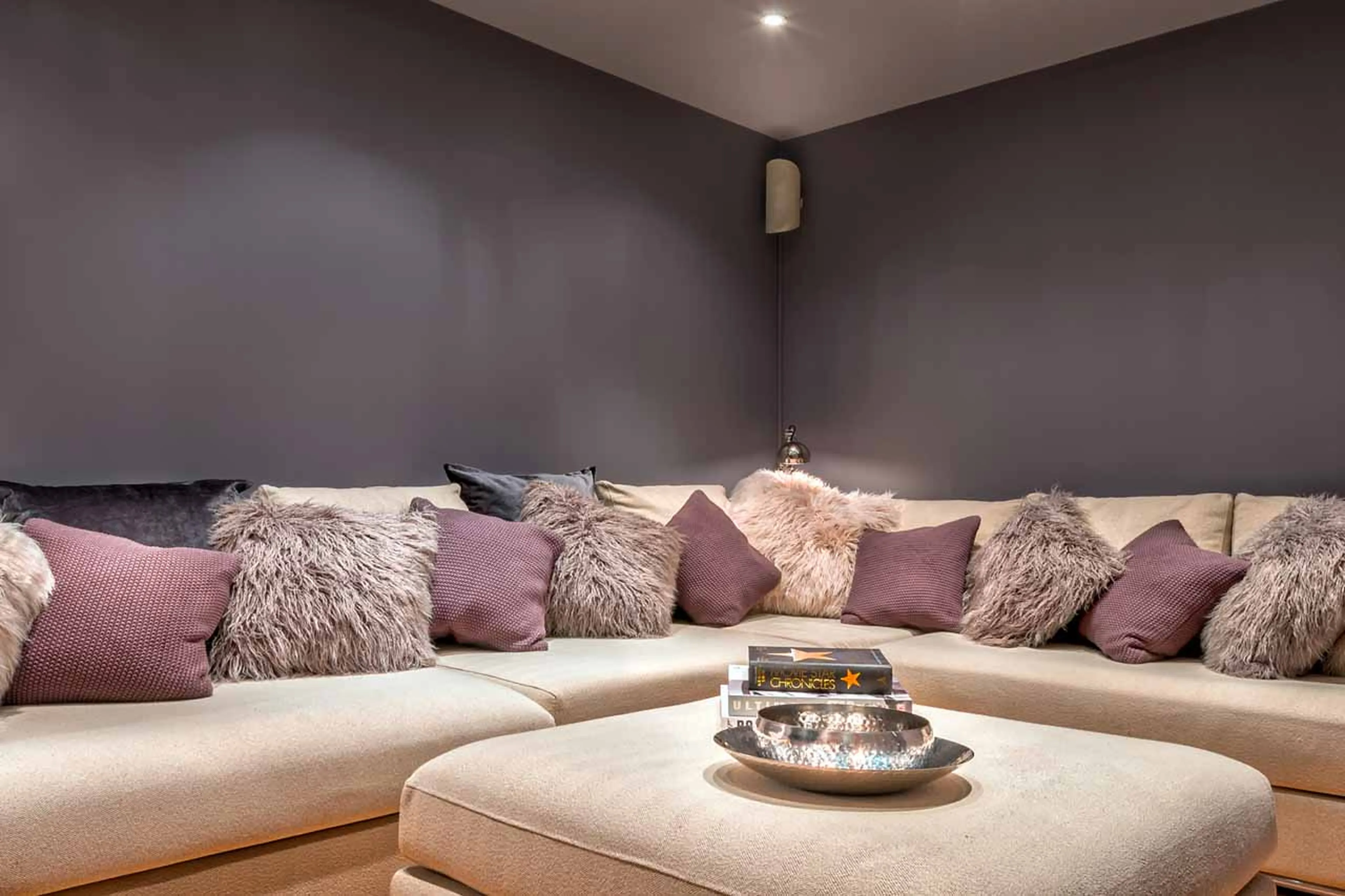 Cinema room seating at Chalet 46˚ in Morzine