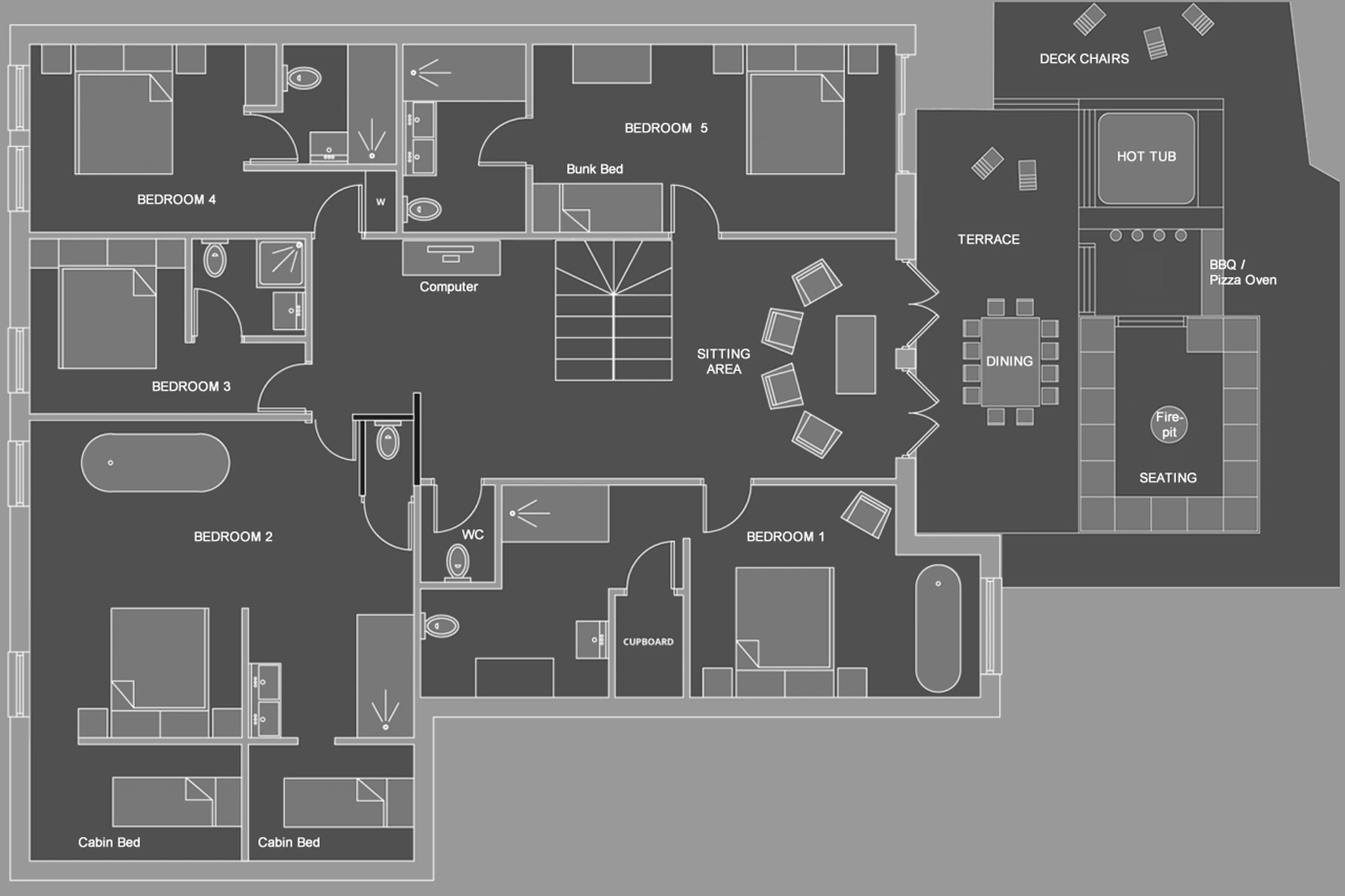 Level 1 floor plan at Chalet 46˚ in Morzine