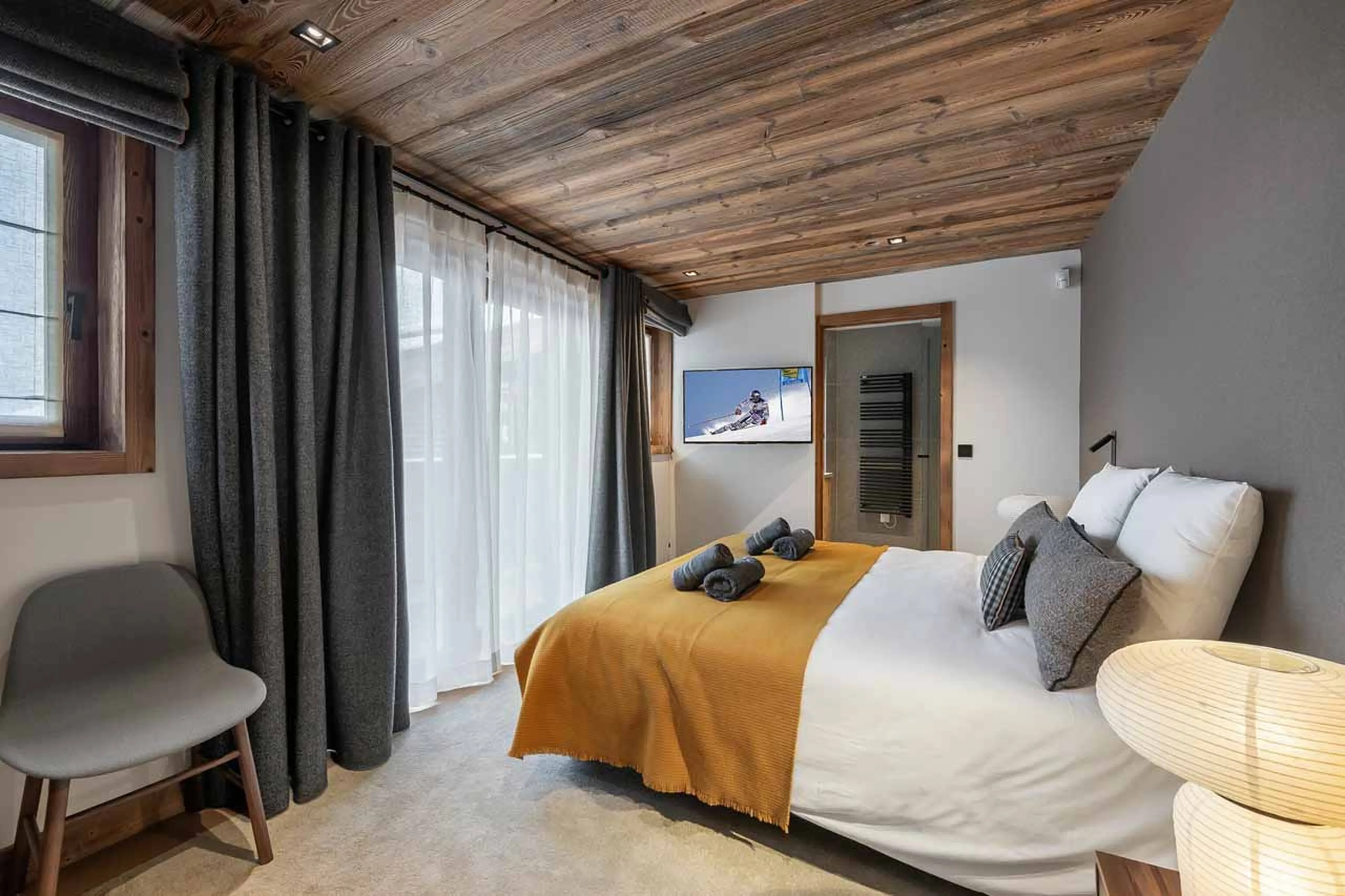 Bedroom two at Chalet CIUK in Courchevel 1550