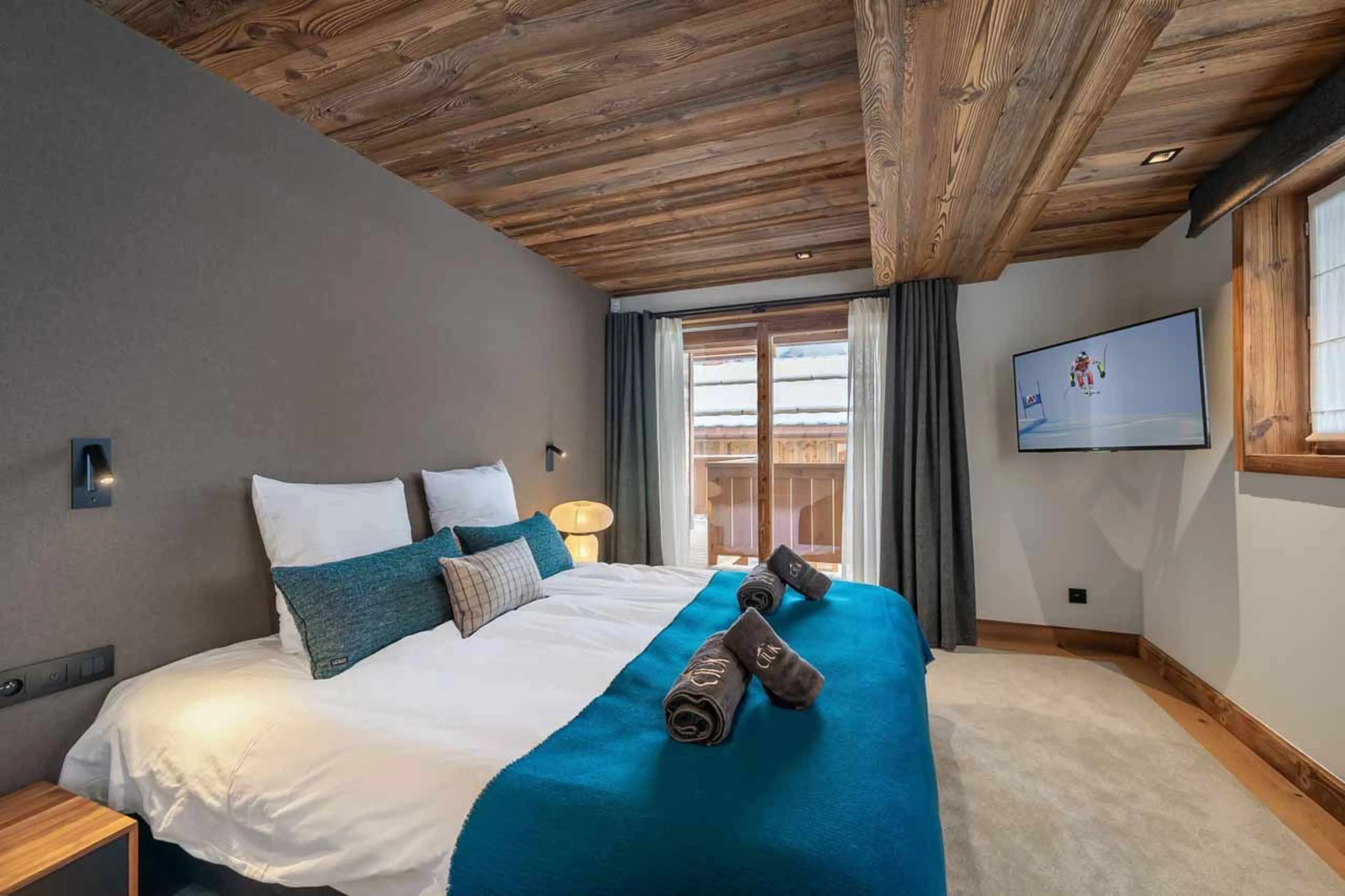 Bedroom four at Chalet CIUK in Courchevel 1550