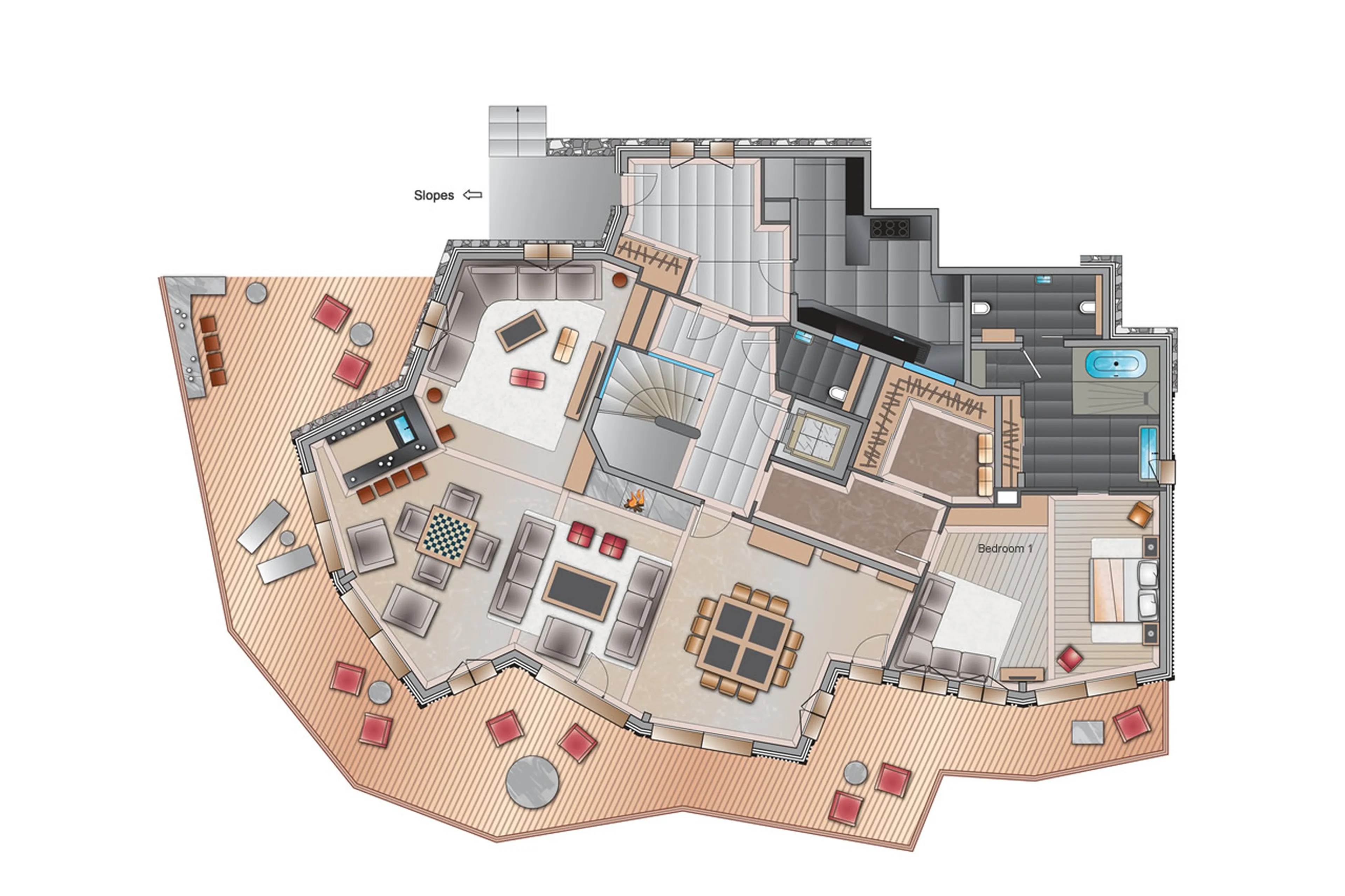 Level 2 floor plan of Chalet Abruzzes in Courchevel 1850