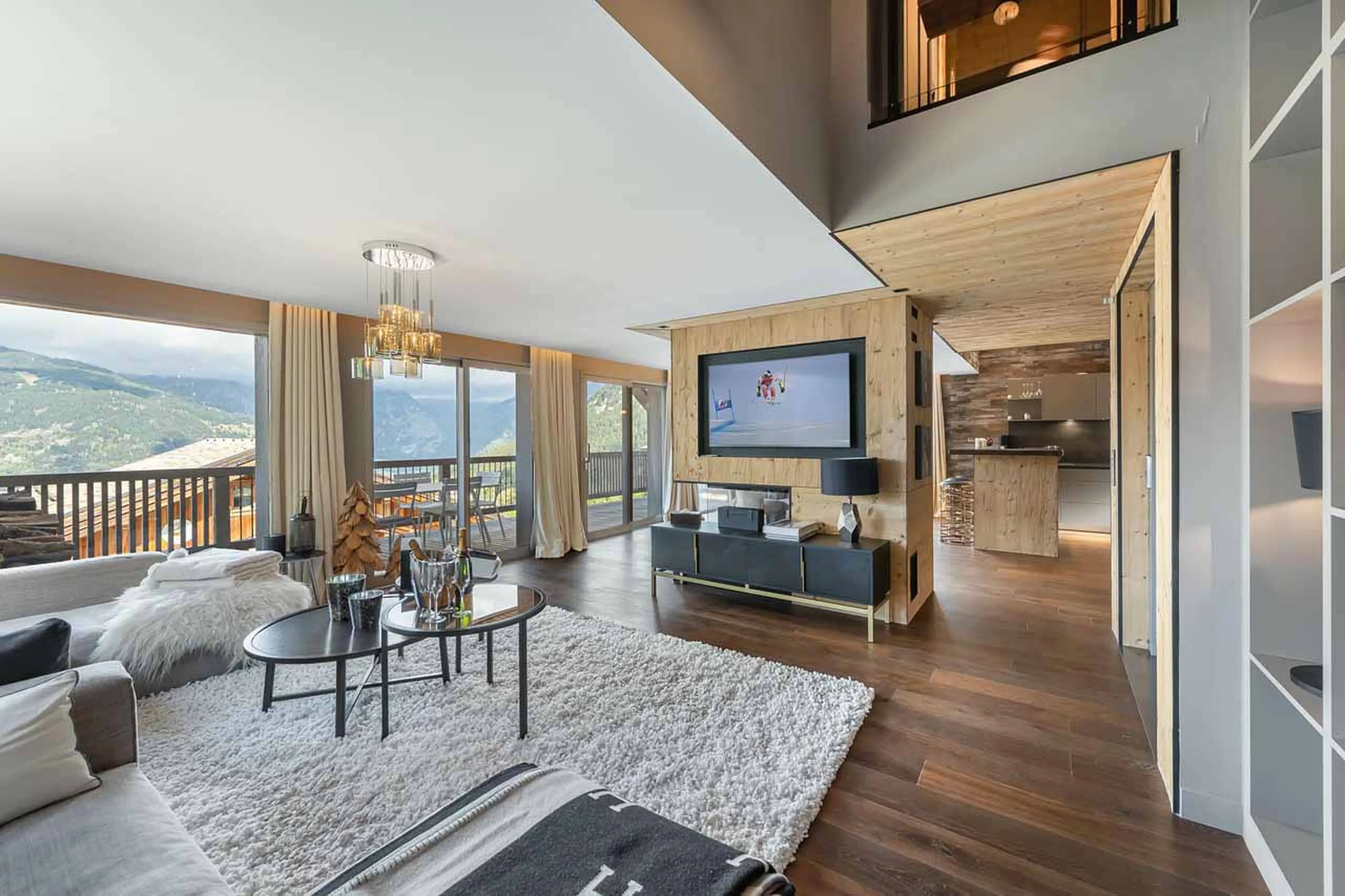Wood-burning fireplace at Chalet Acelia in Courchevel 1550