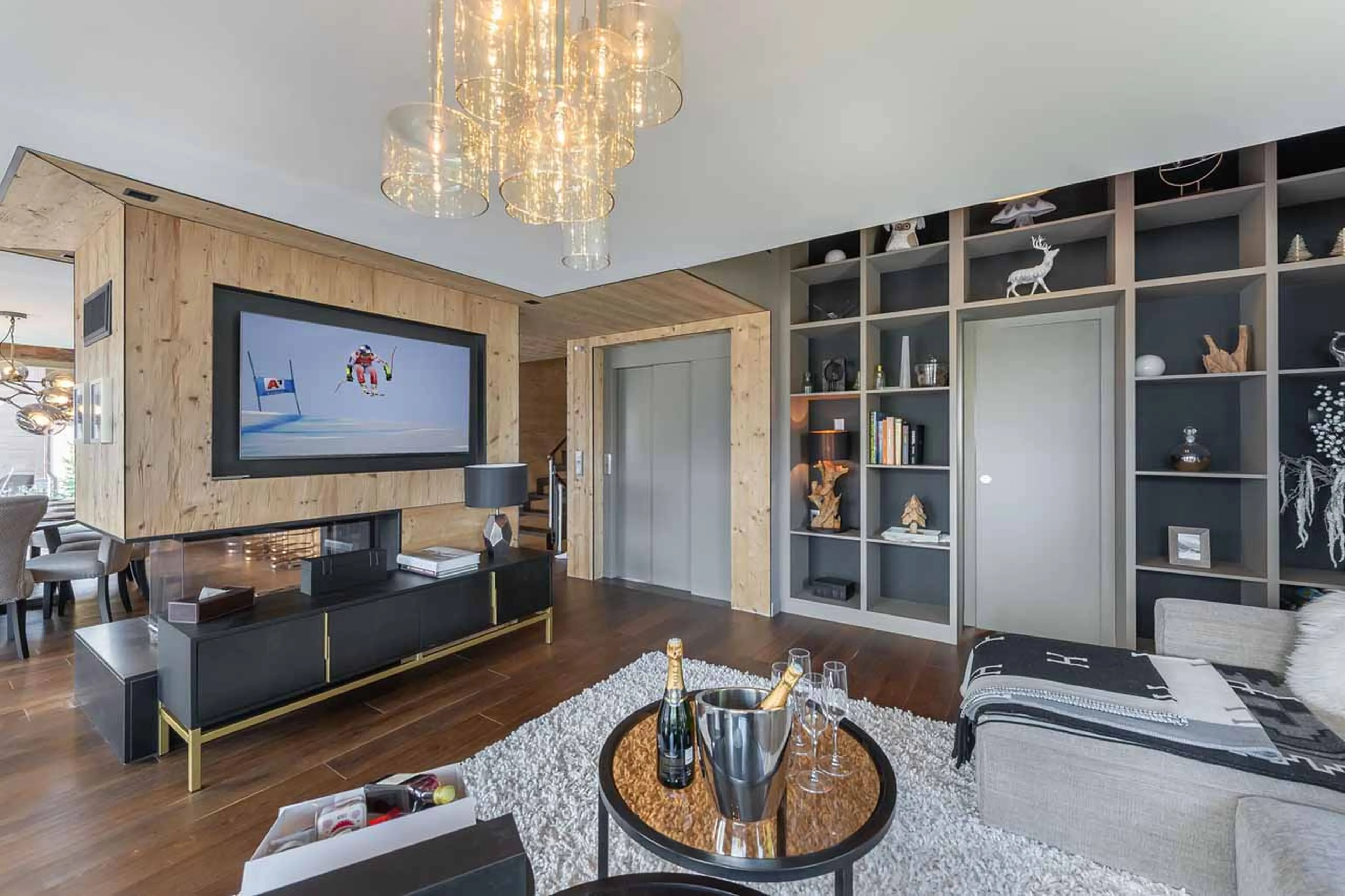 Open plan living space at Chalet Acelia in Courchevel 1550
