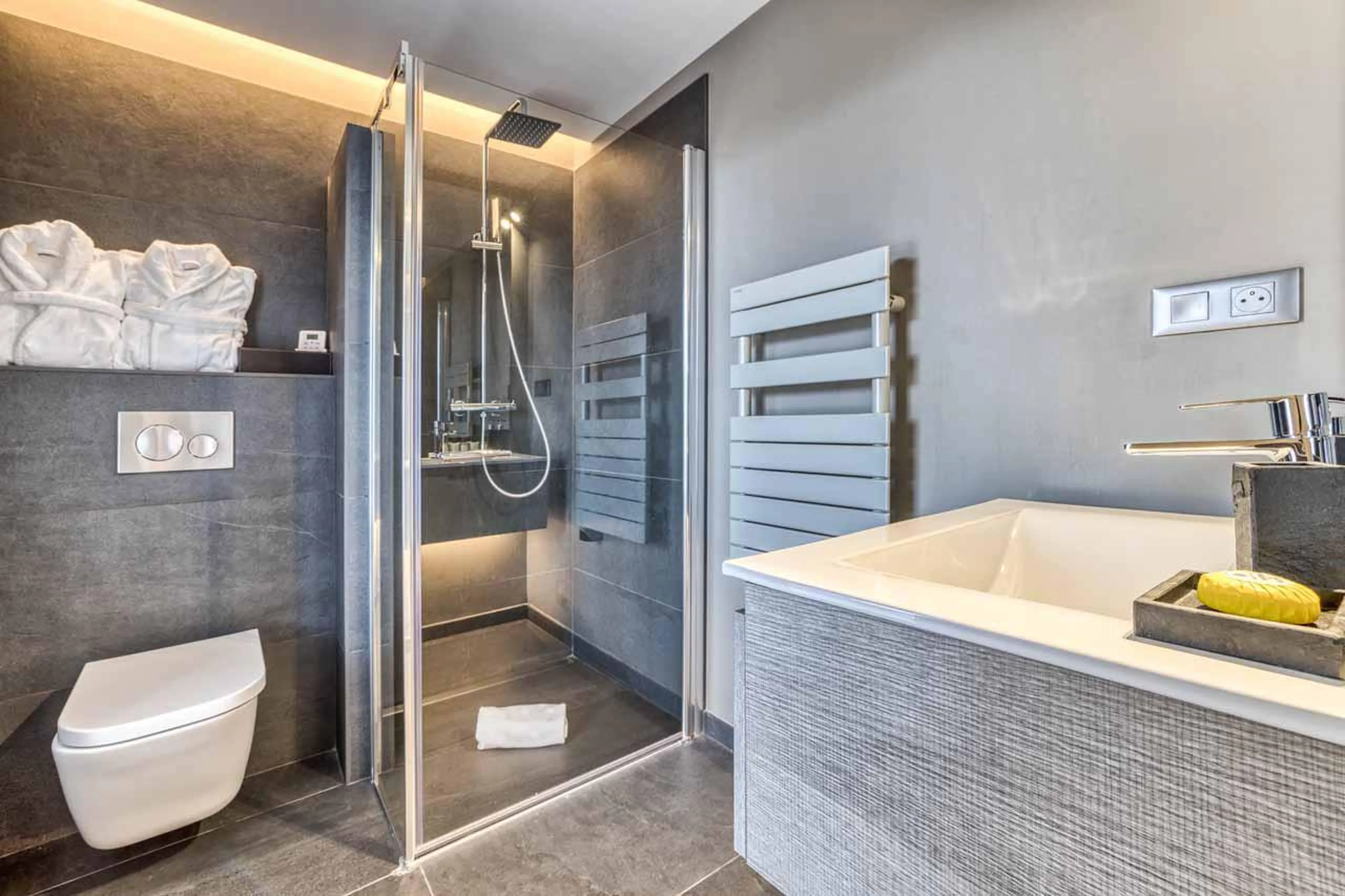 En-suite shower room at Chalet Acelia in Courchevel 1550