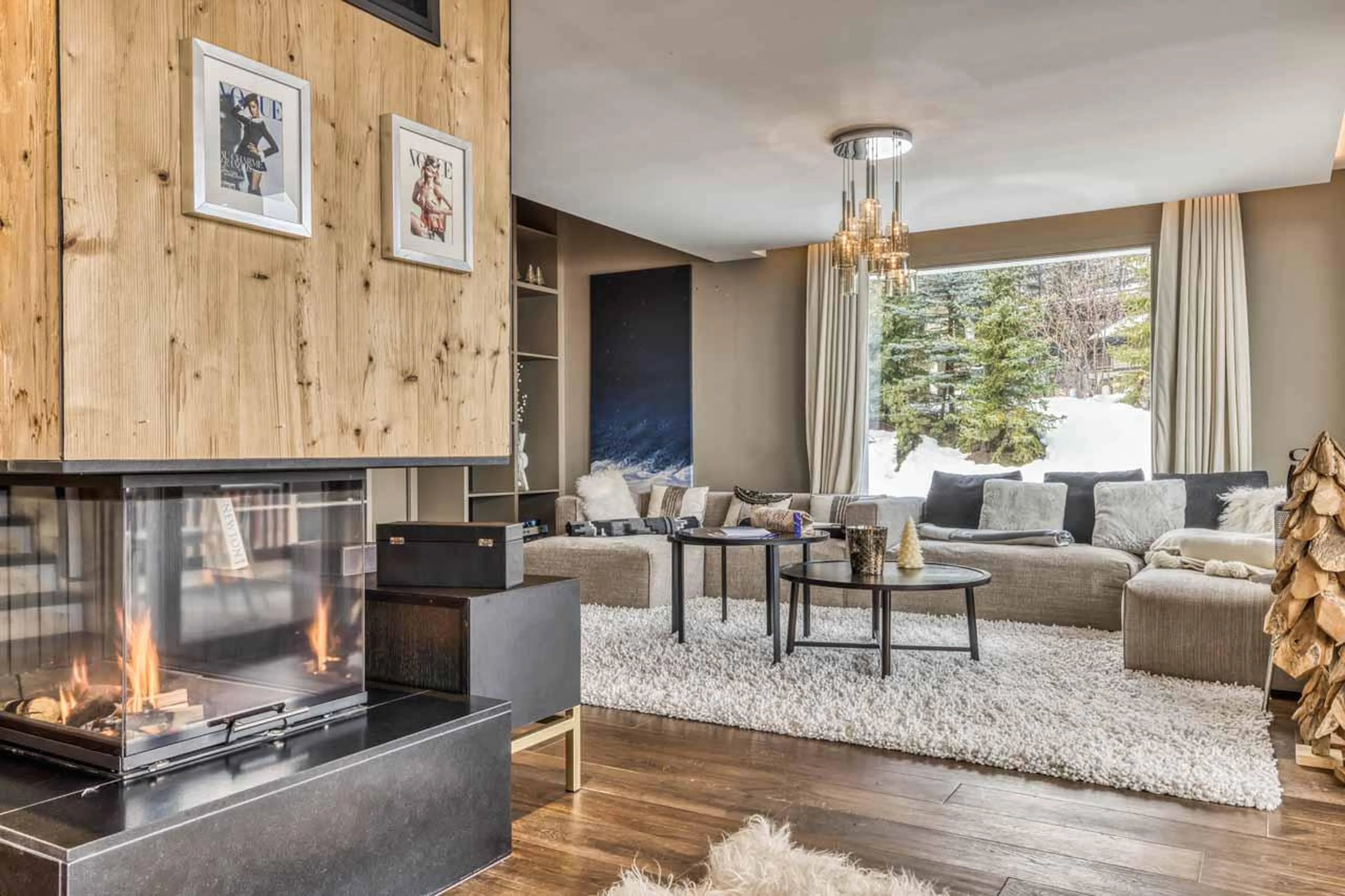 Open plan living space at Chalet Acelia in Courchevel 1550