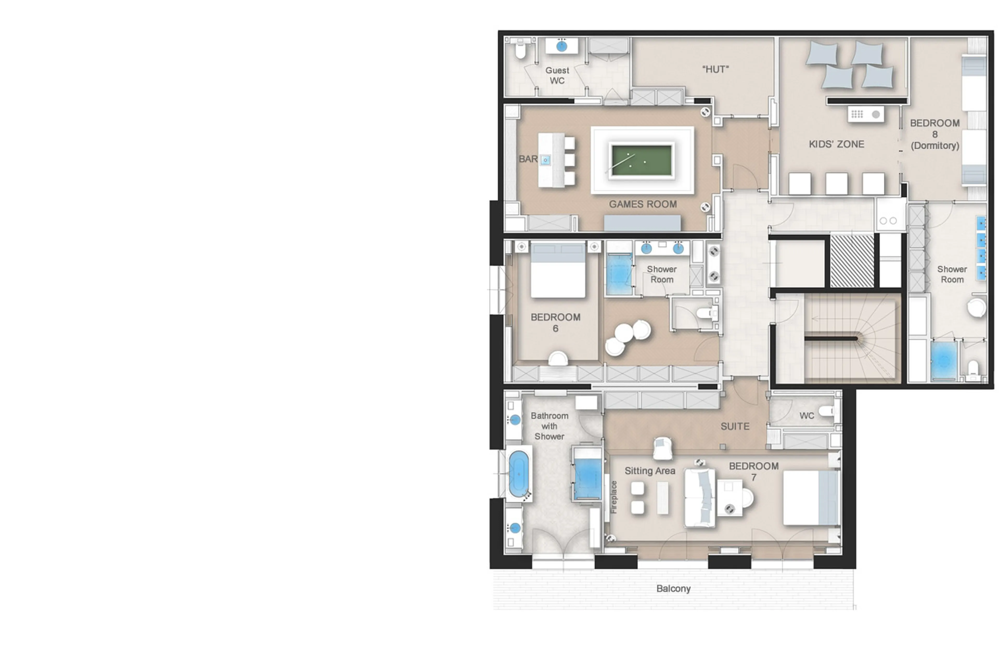 Level 1 floor plan of Chalet Airelles 1992 in Courchevel 1850