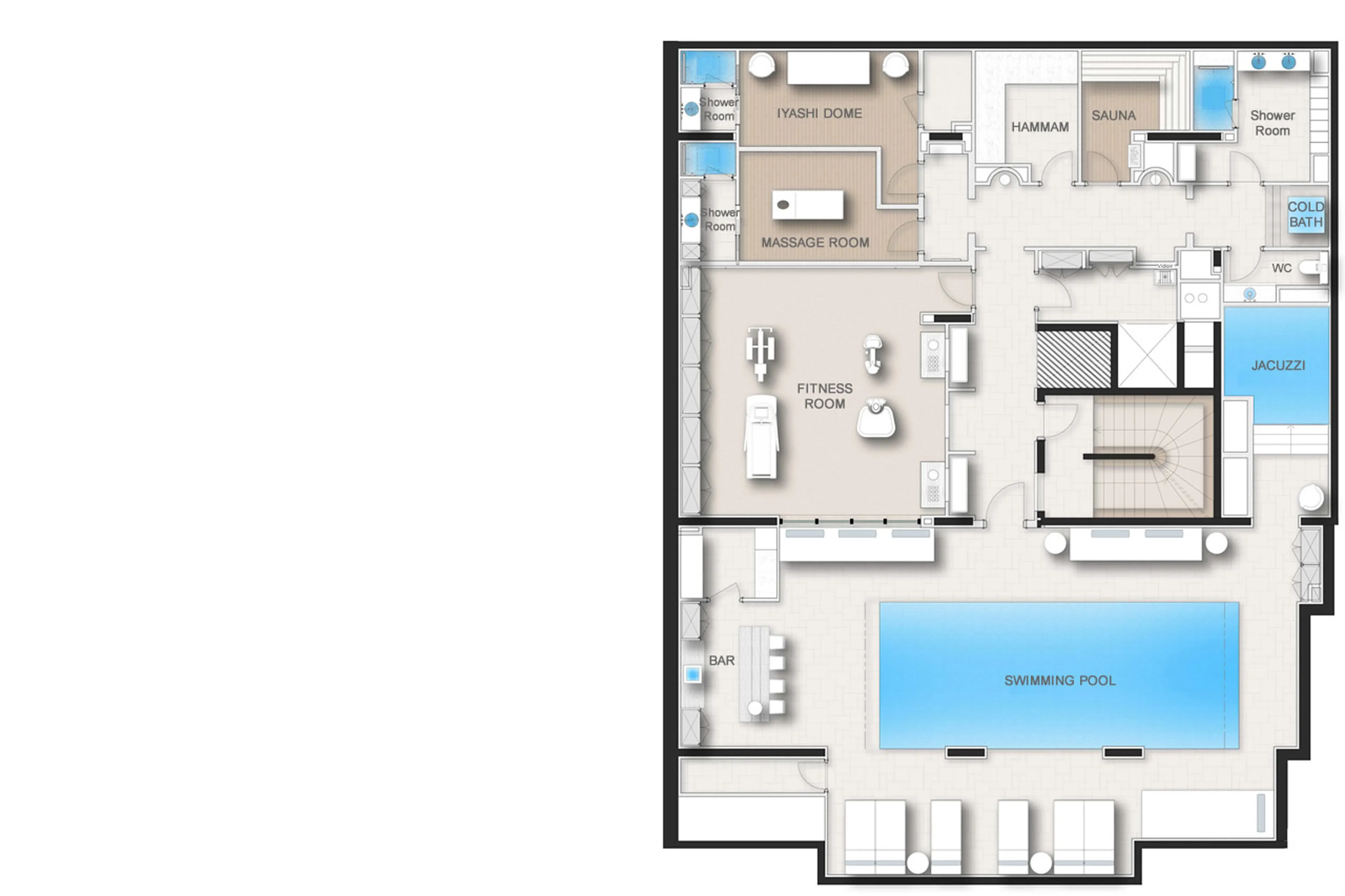 Level 0 floor plan of Chalet Airelles 1992 in Courchevel 1850