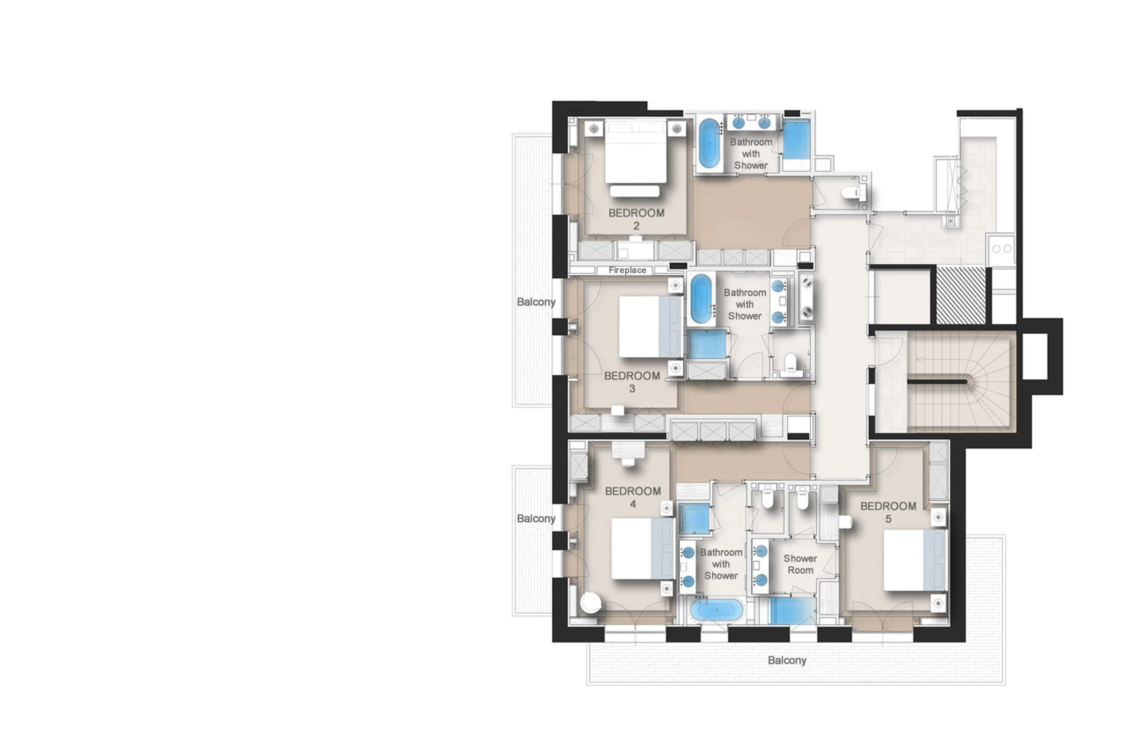 Level 2 floor plan of Chalet Airelles 1992 in Courchevel 1850