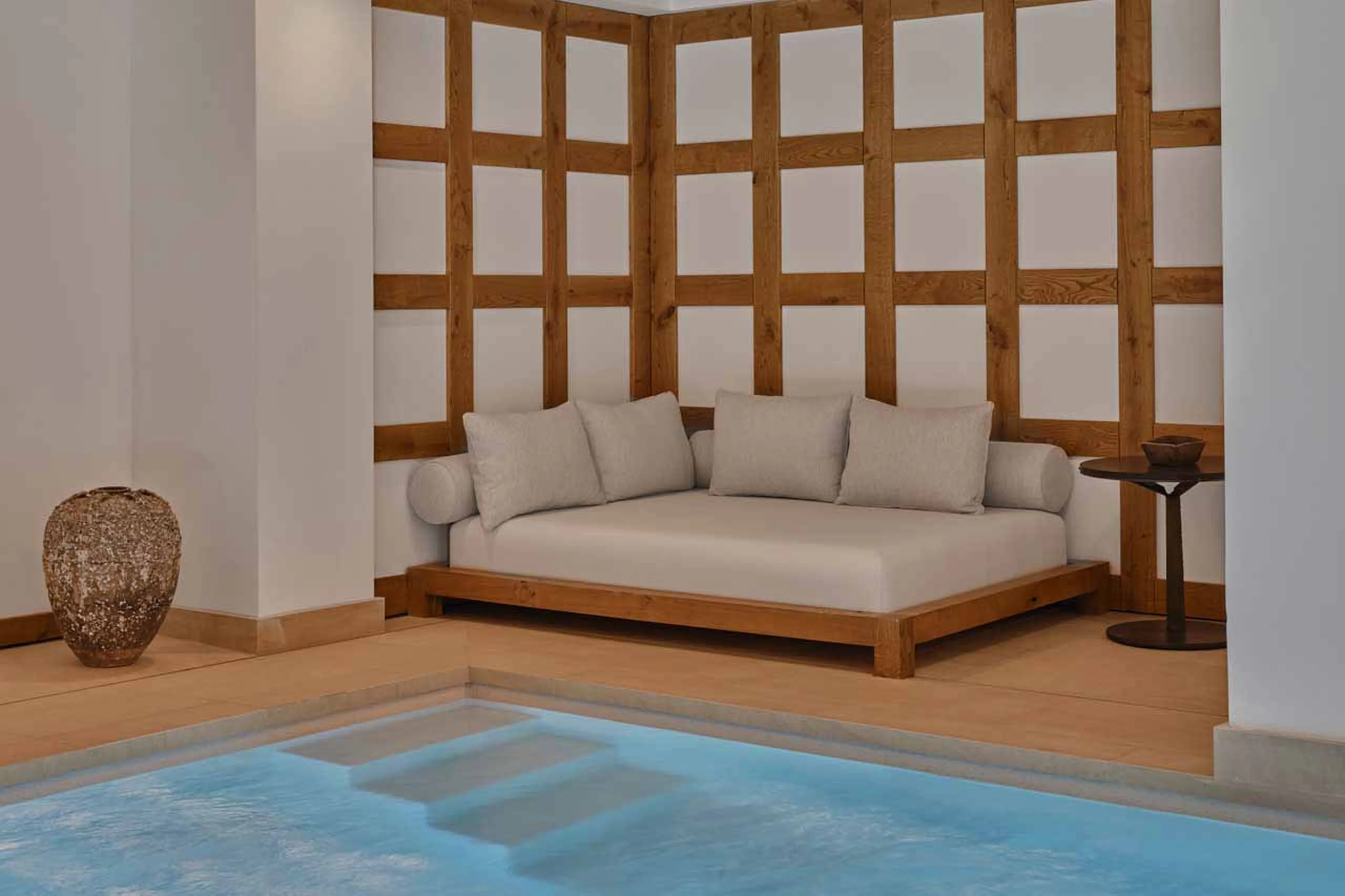 Relaxation area beside pool at Chalet Airelles 1992 in Courchevel 1850