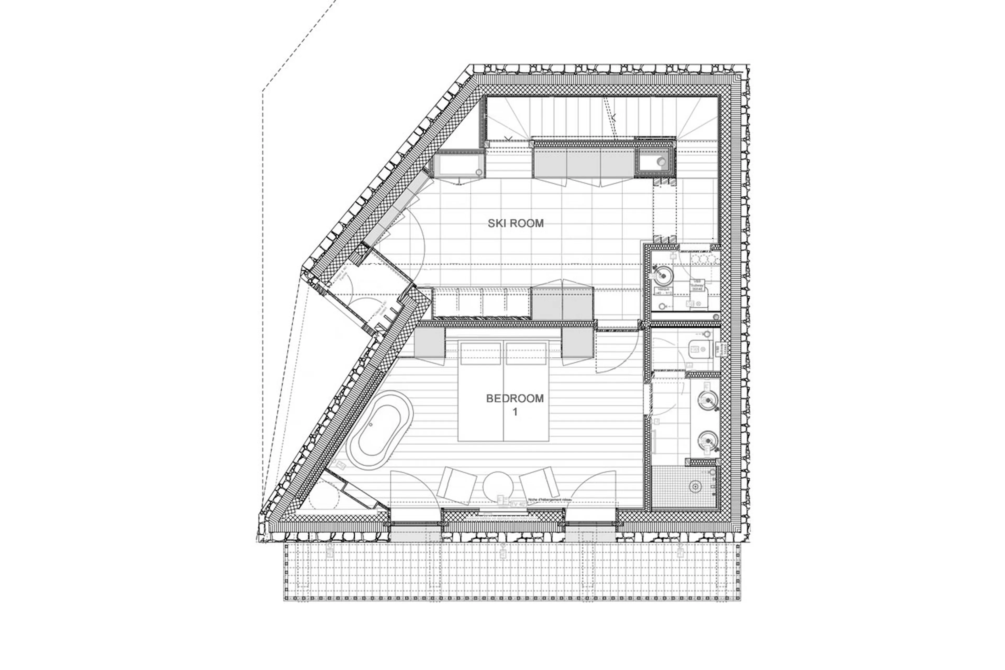 Level 0 floor plan of Chalet Akaroa in Val d'Isere