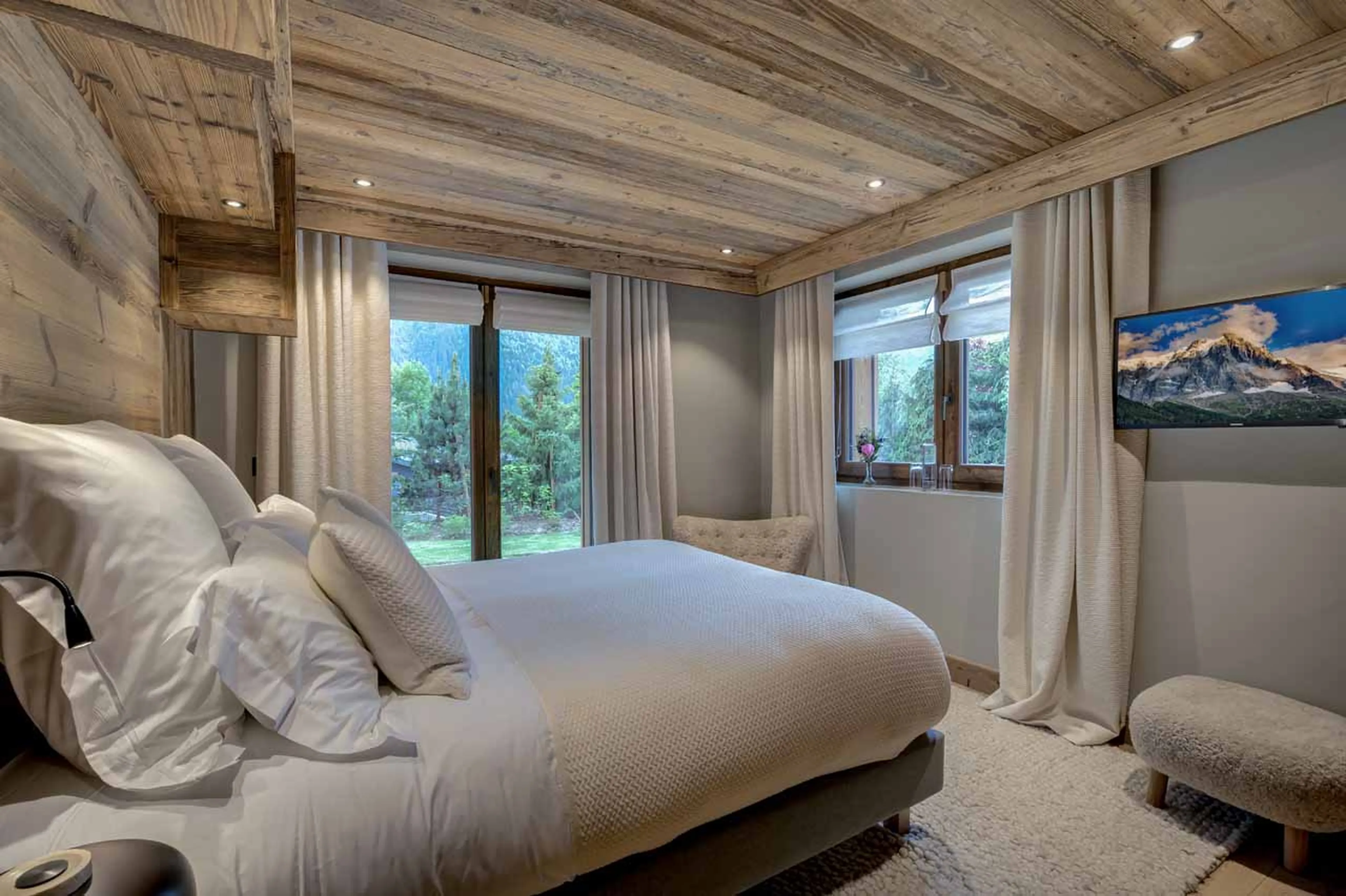 Access to terrace from bedroom one at Chalet Alaska in Chamonix