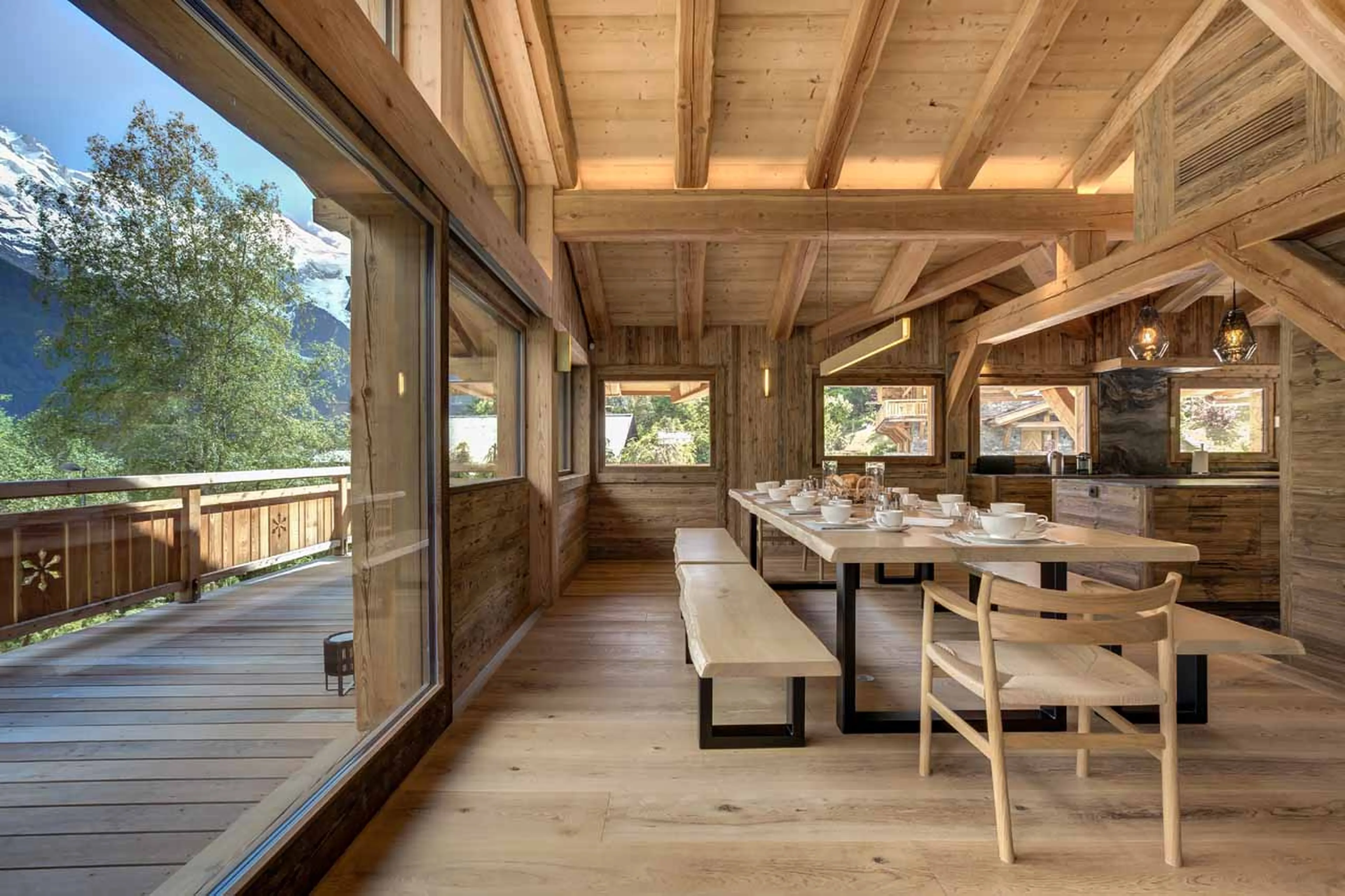 Dining area & terrace at Chalet Alaska in Chamonix