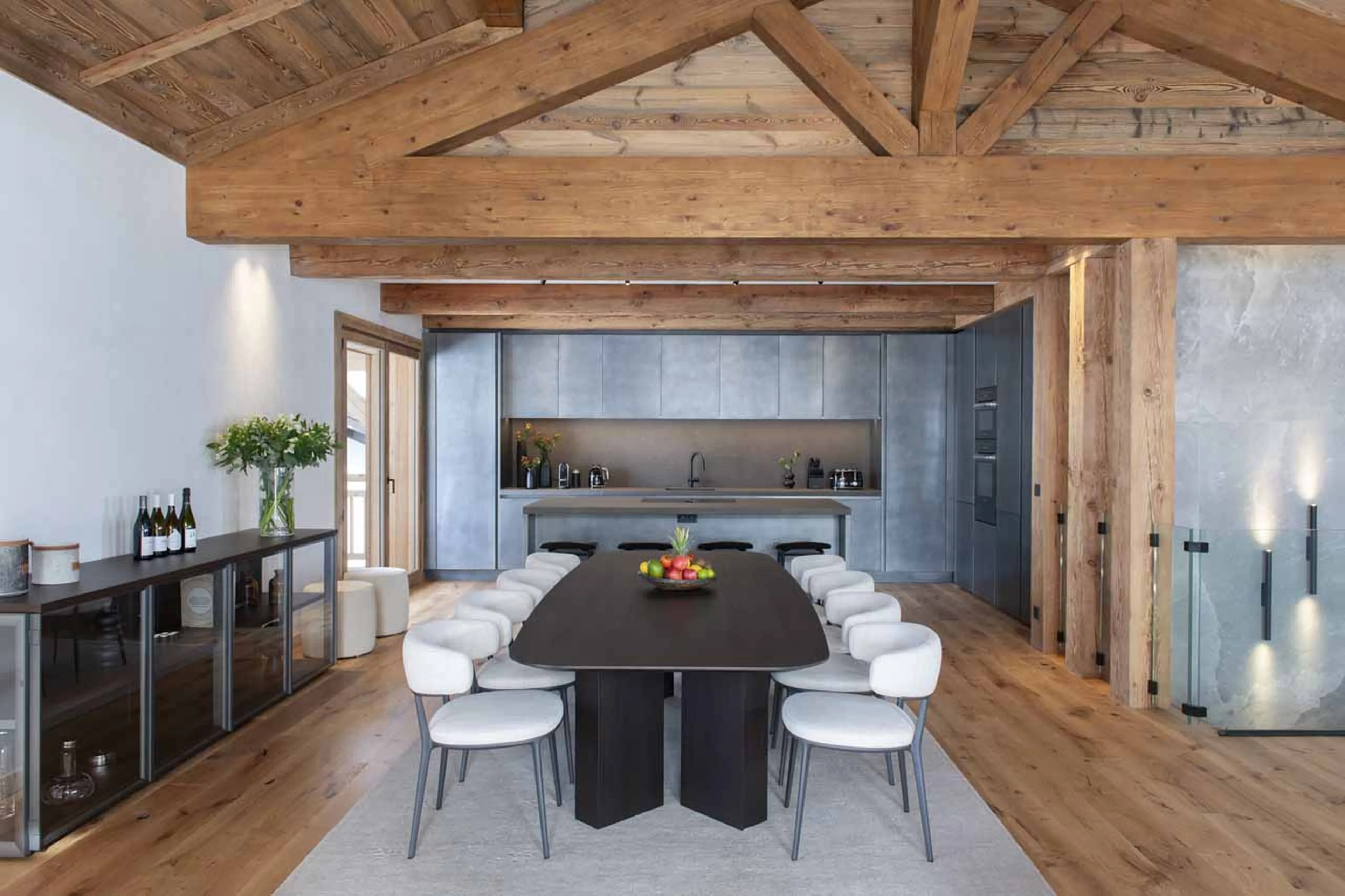 Dining and kitchen at Chalet Alena in Les Gets
