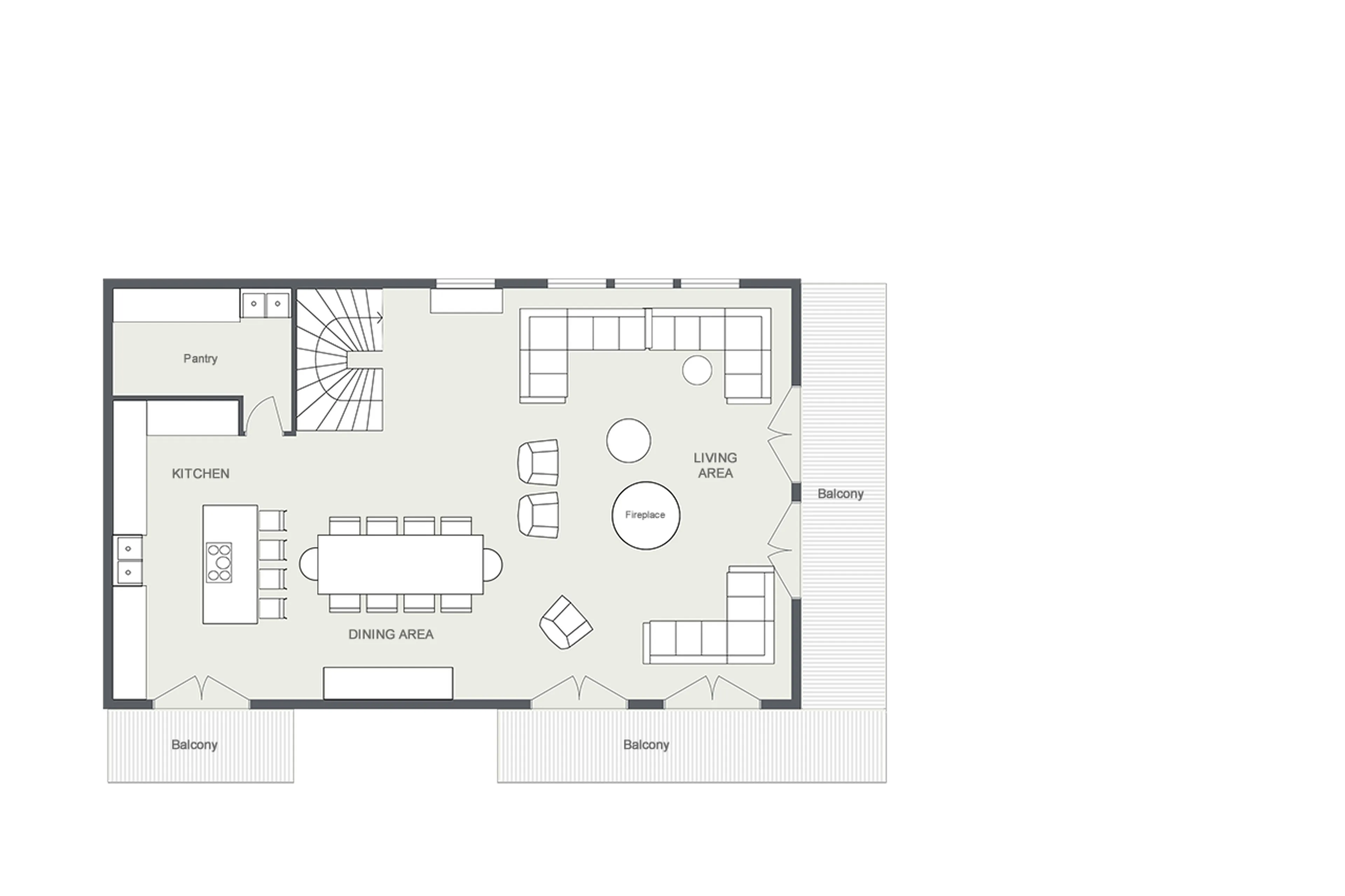 Level 1 floor plan of Chalet Alena in Les Gets