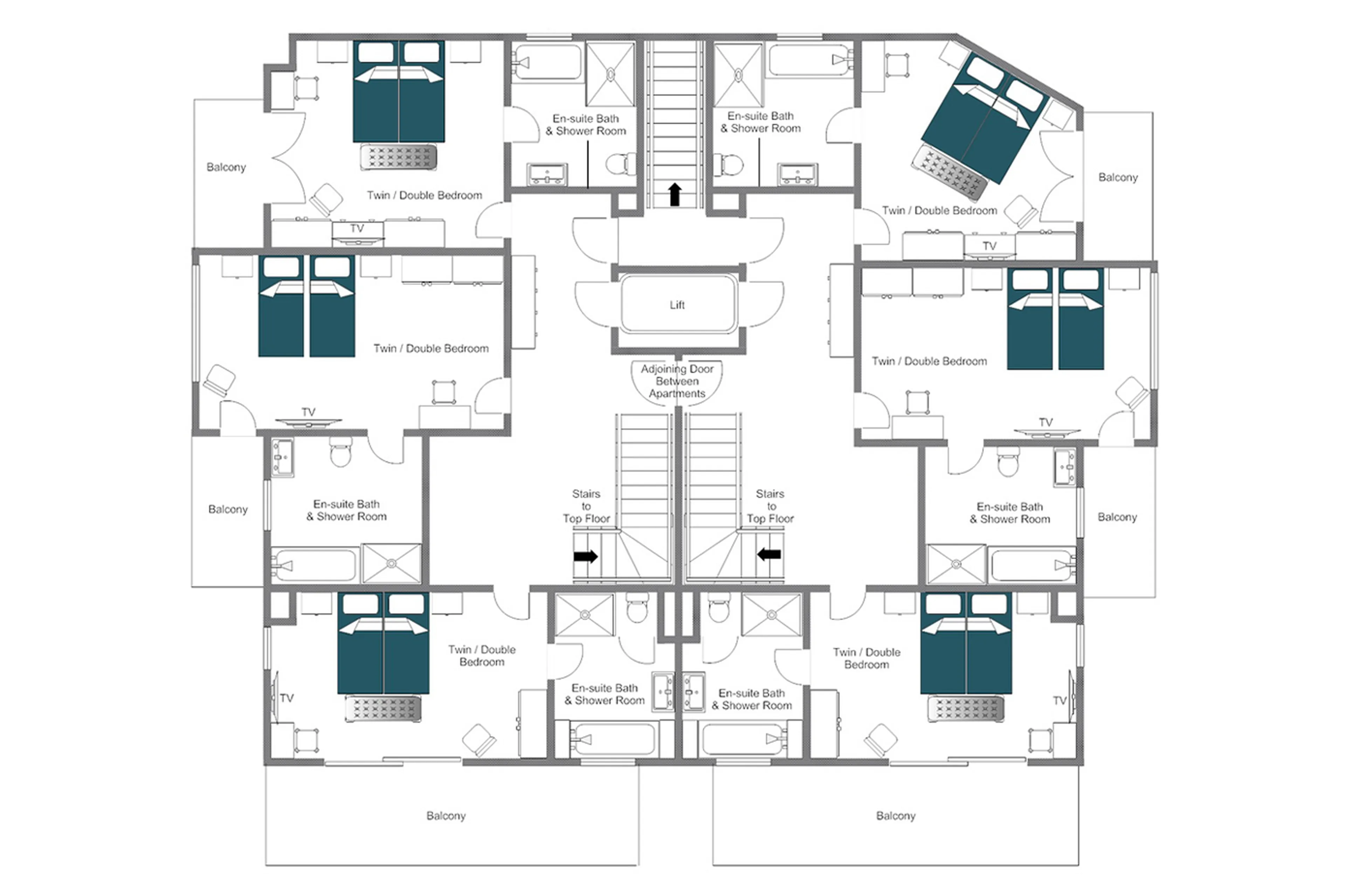 Level 1 floor plan of Chalet Alex in Zermatt