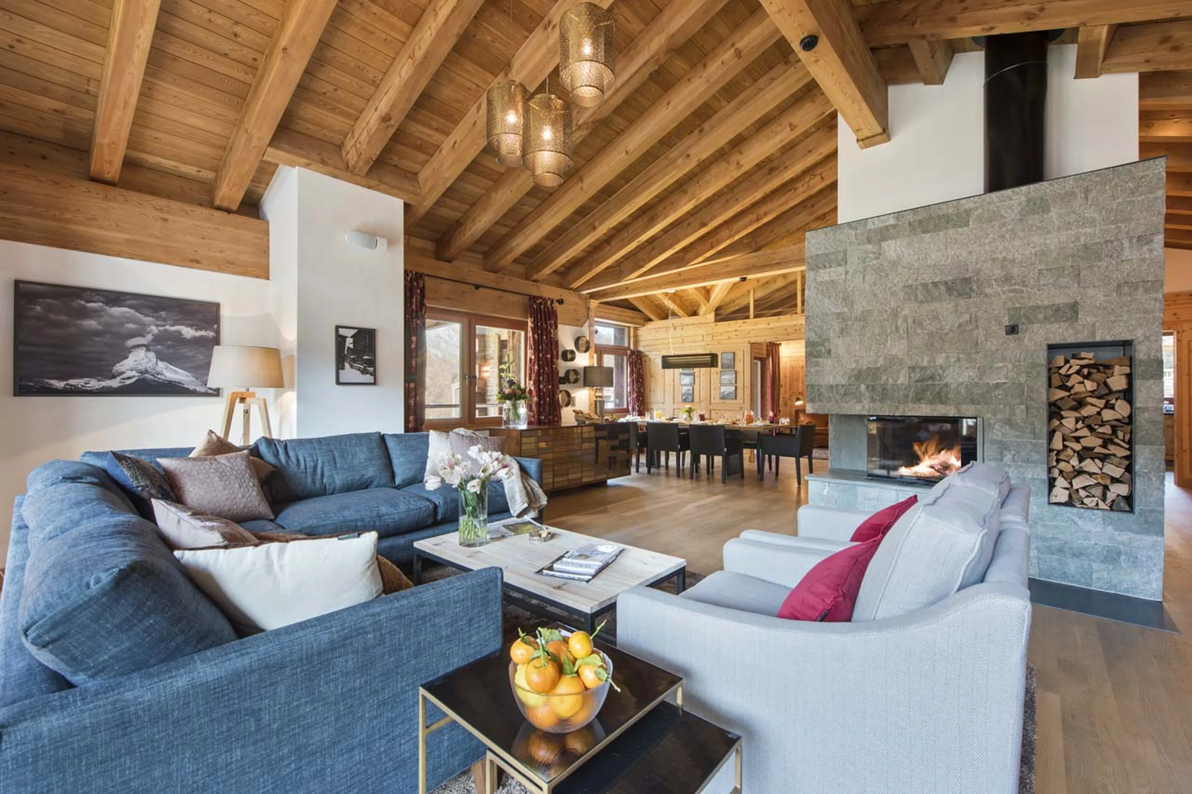 Living room of Chalet Alex in Zermatt