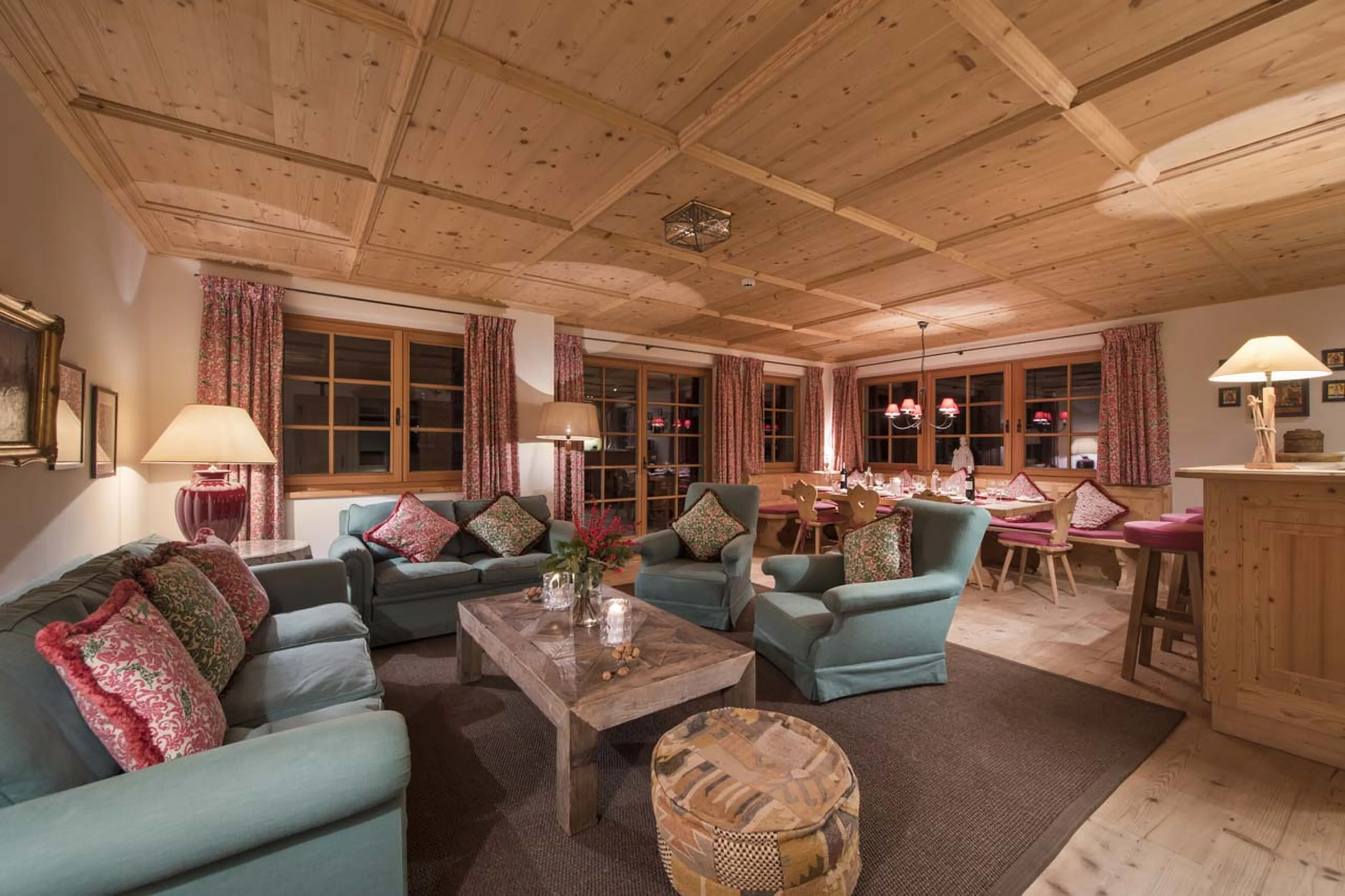 Open plan living area at night in Apartment Alexandra in St Anton