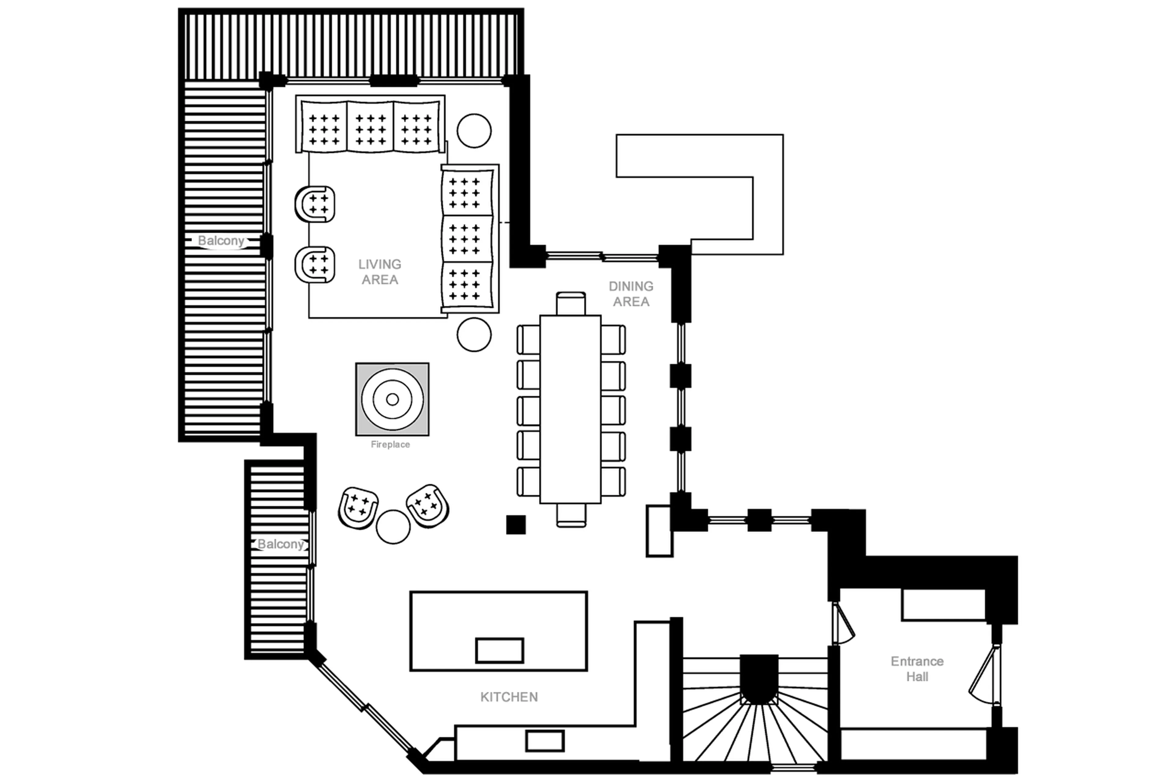 Level 0 floor plan of Chalet Alice in Meribel