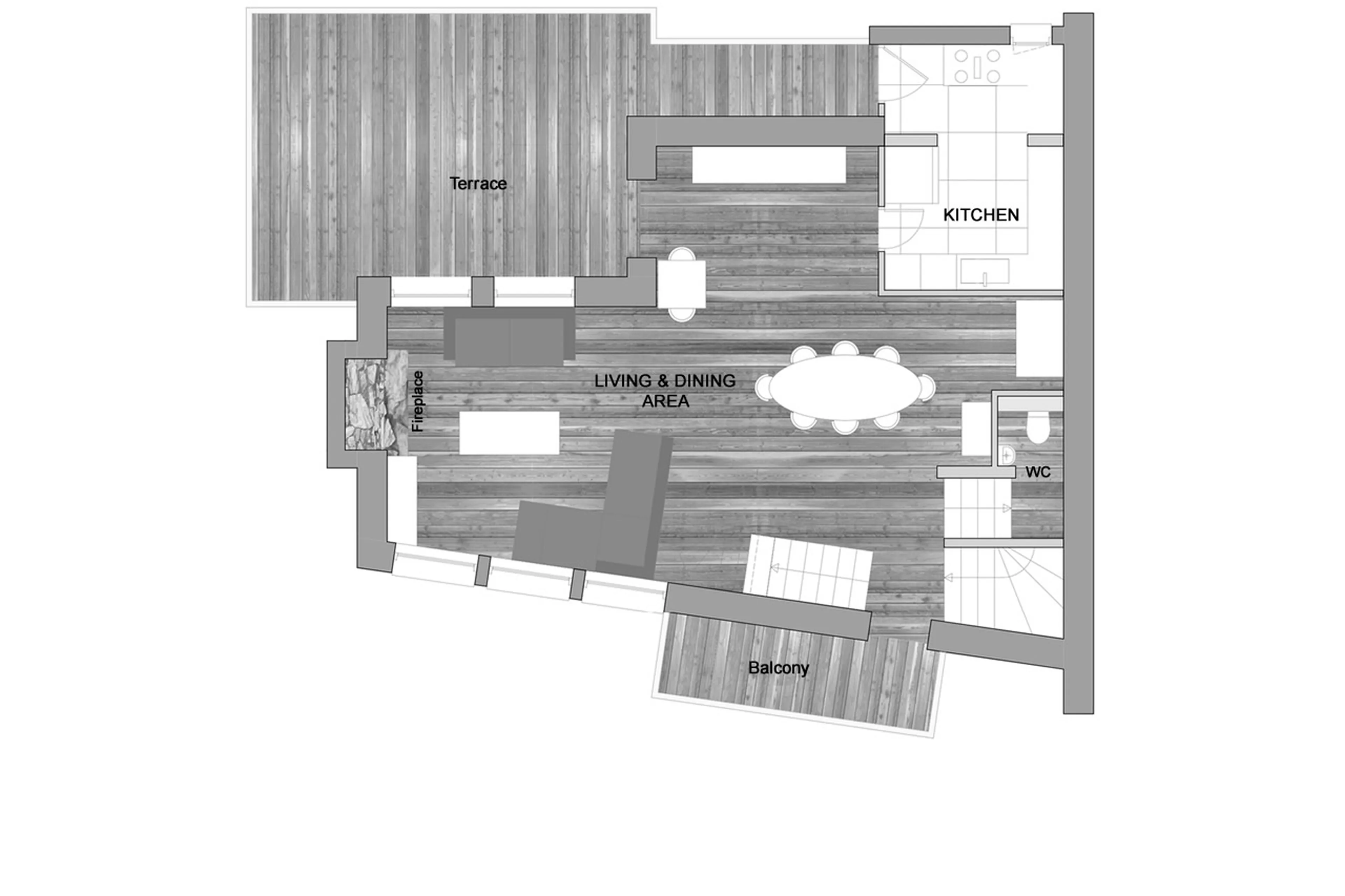 Level 2 floor plan of Chalet Alice in Val d'Isere
